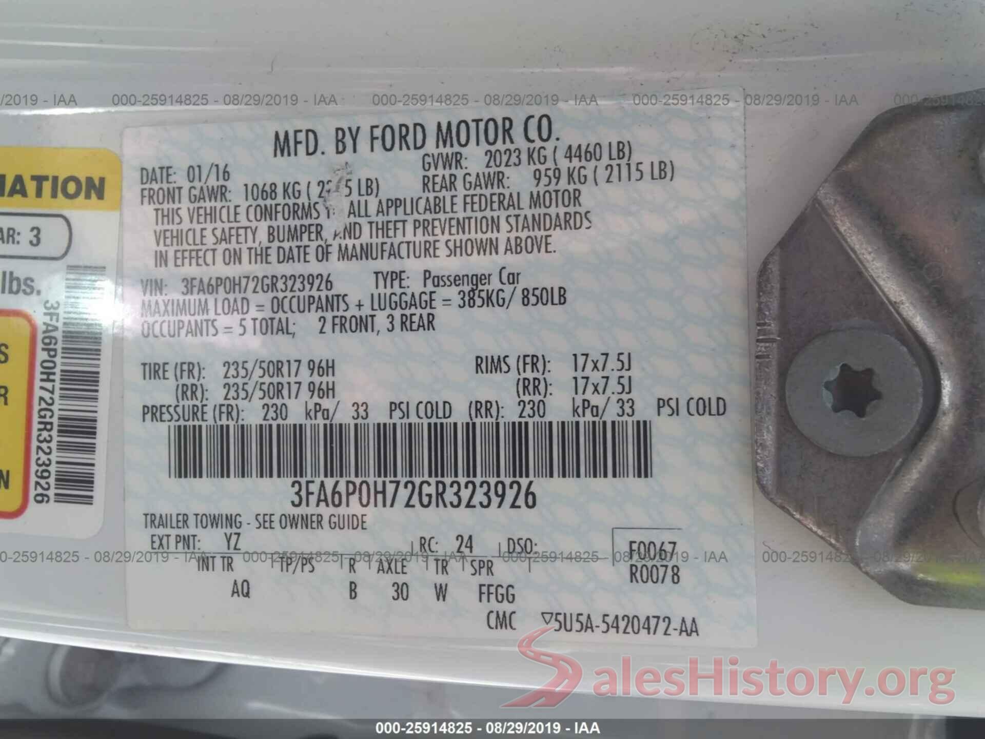 3FA6P0H72GR323926 2016 FORD FUSION