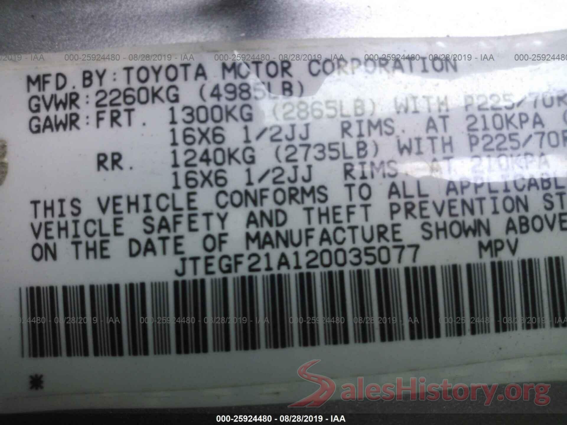 2T3H1RFV6KC001774 2002 TOYOTA HIGHLANDER