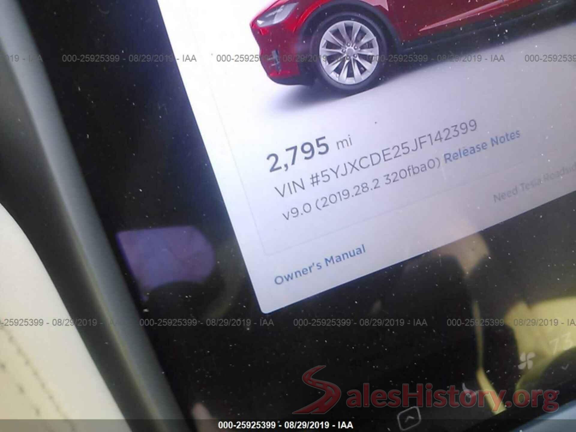 5YJXCDE25JF142399 2018 TESLA MODEL X