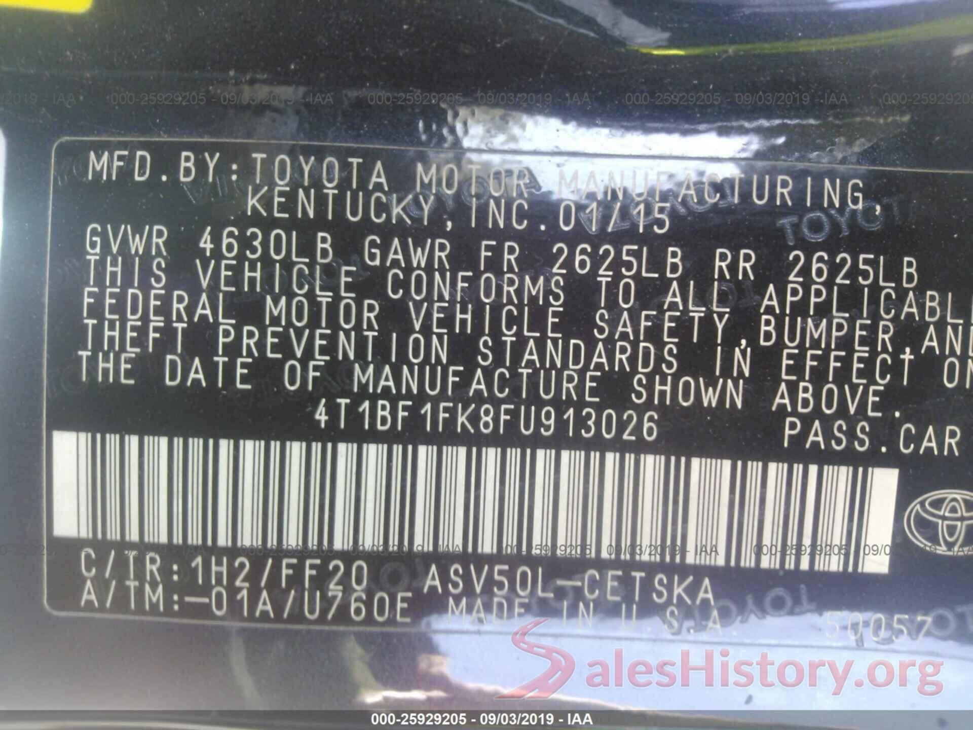 4T1BF1FK8FU913026 2015 TOYOTA CAMRY