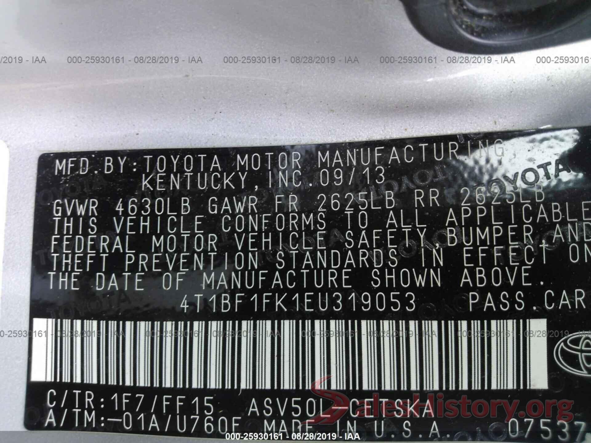 4T1BF1FK1EU319053 2014 TOYOTA CAMRY