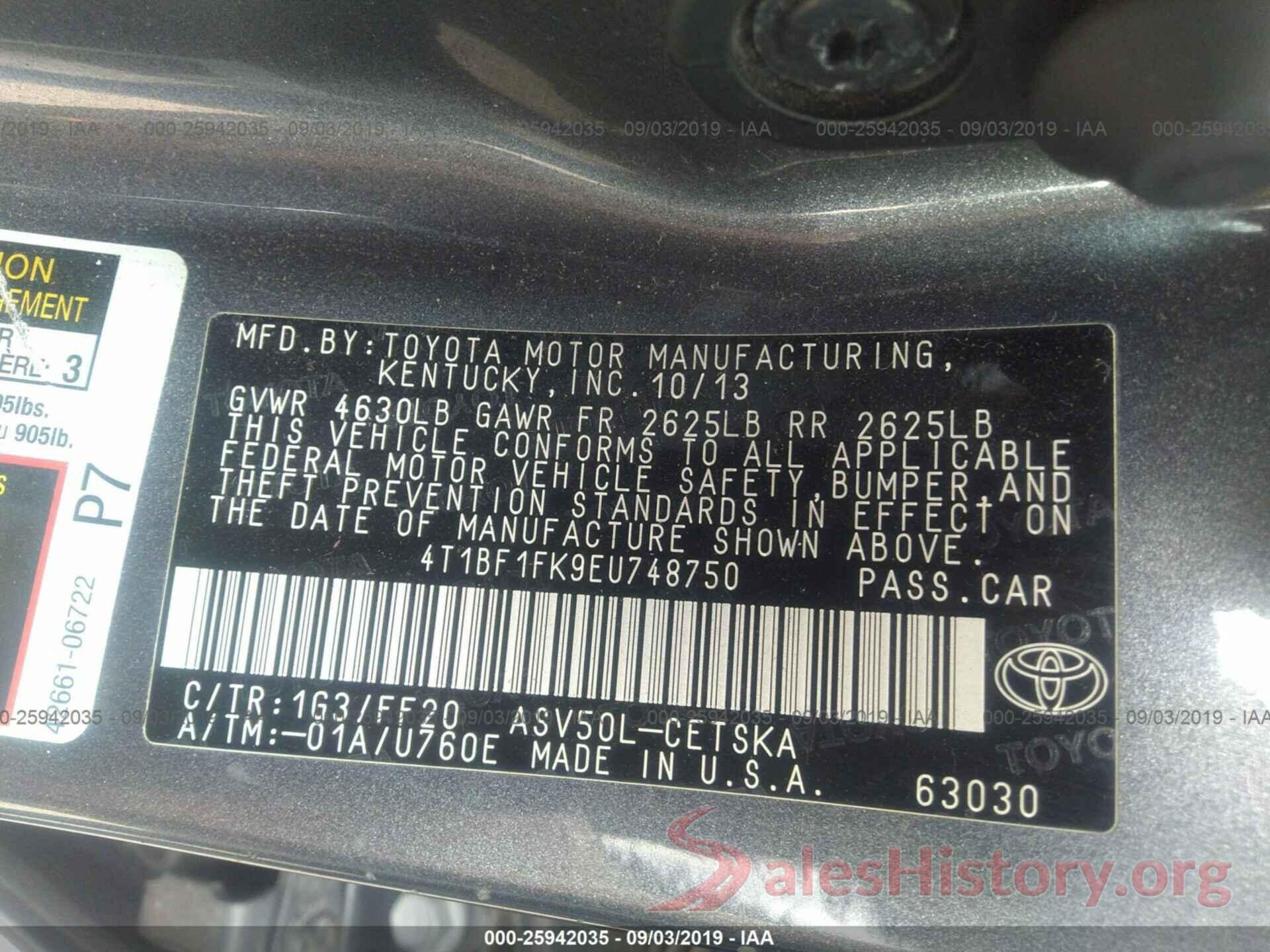 4T1BF1FK9EU748750 2014 TOYOTA CAMRY