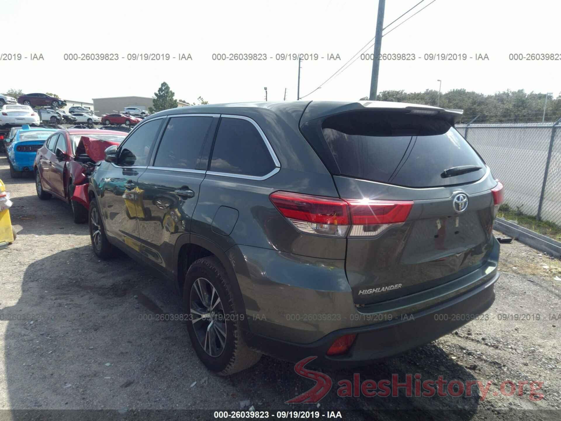 5TDZARFHXKS051799 2019 TOYOTA HIGHLANDER