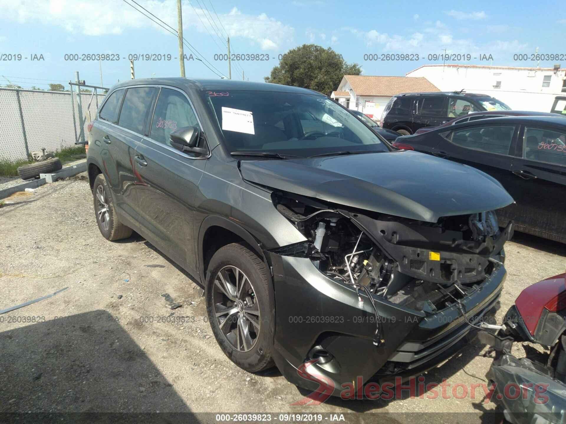 5TDZARFHXKS051799 2019 TOYOTA HIGHLANDER