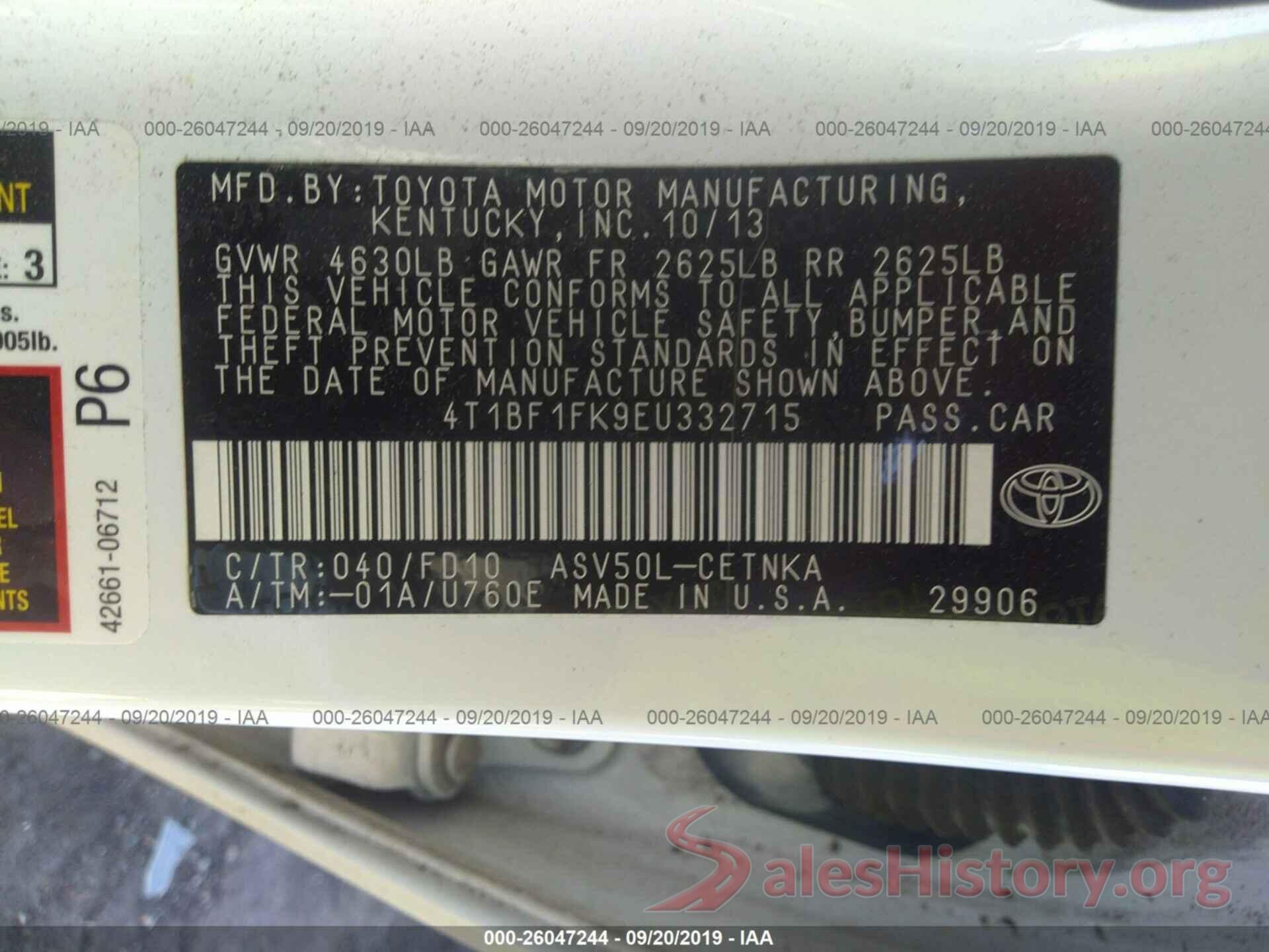 4T1BF1FK9EU332715 2014 TOYOTA CAMRY