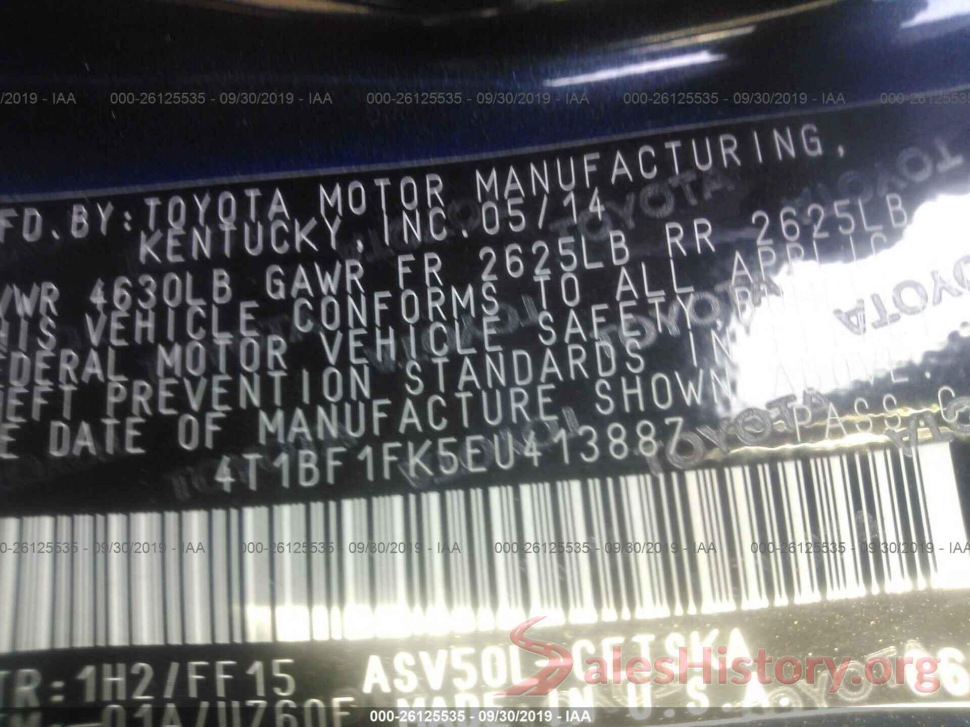 4T1BF1FK5EU413887 2014 TOYOTA CAMRY