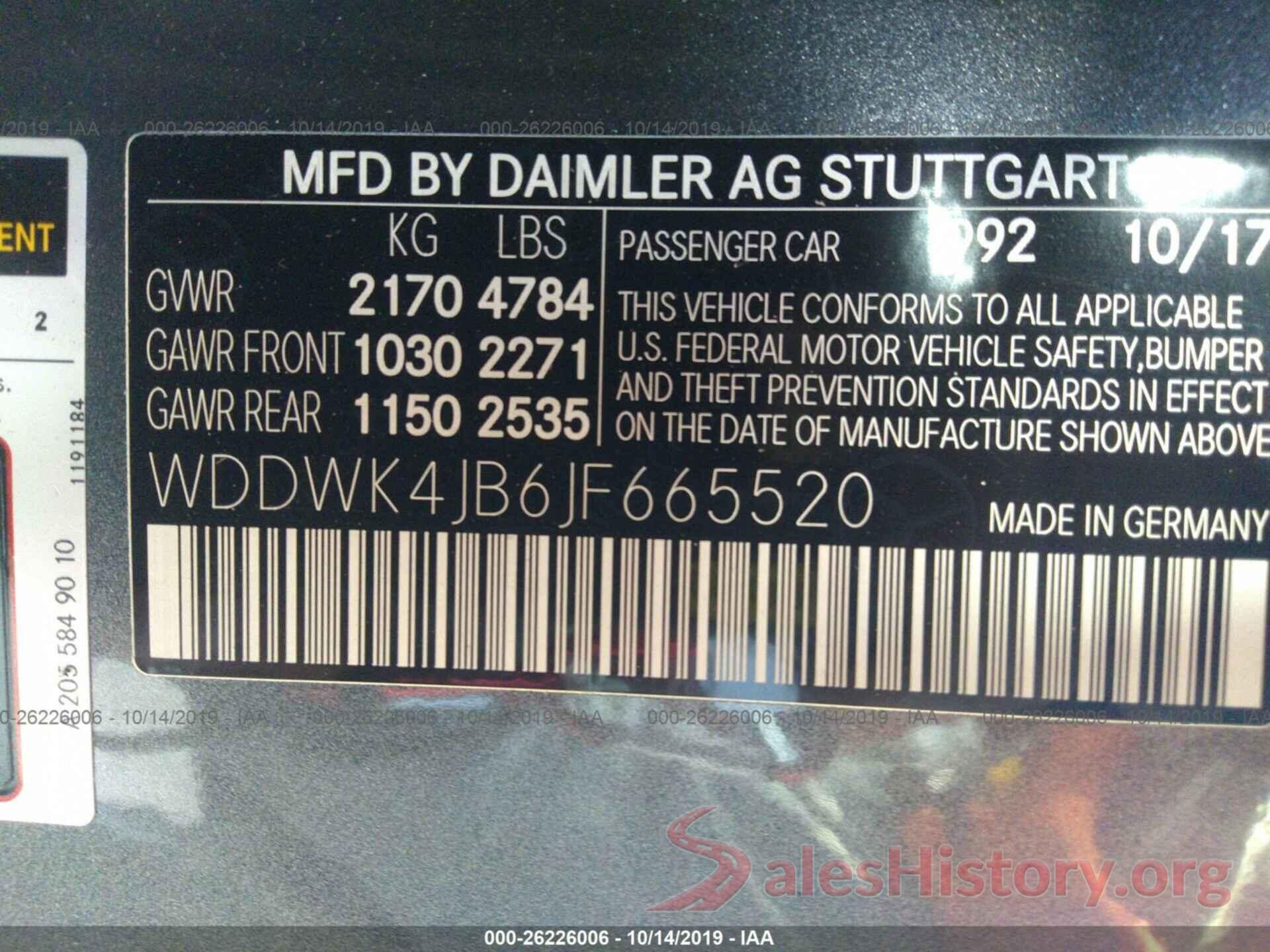 WDDWK4JB6JF665520 2018 MERCEDES-BENZ C