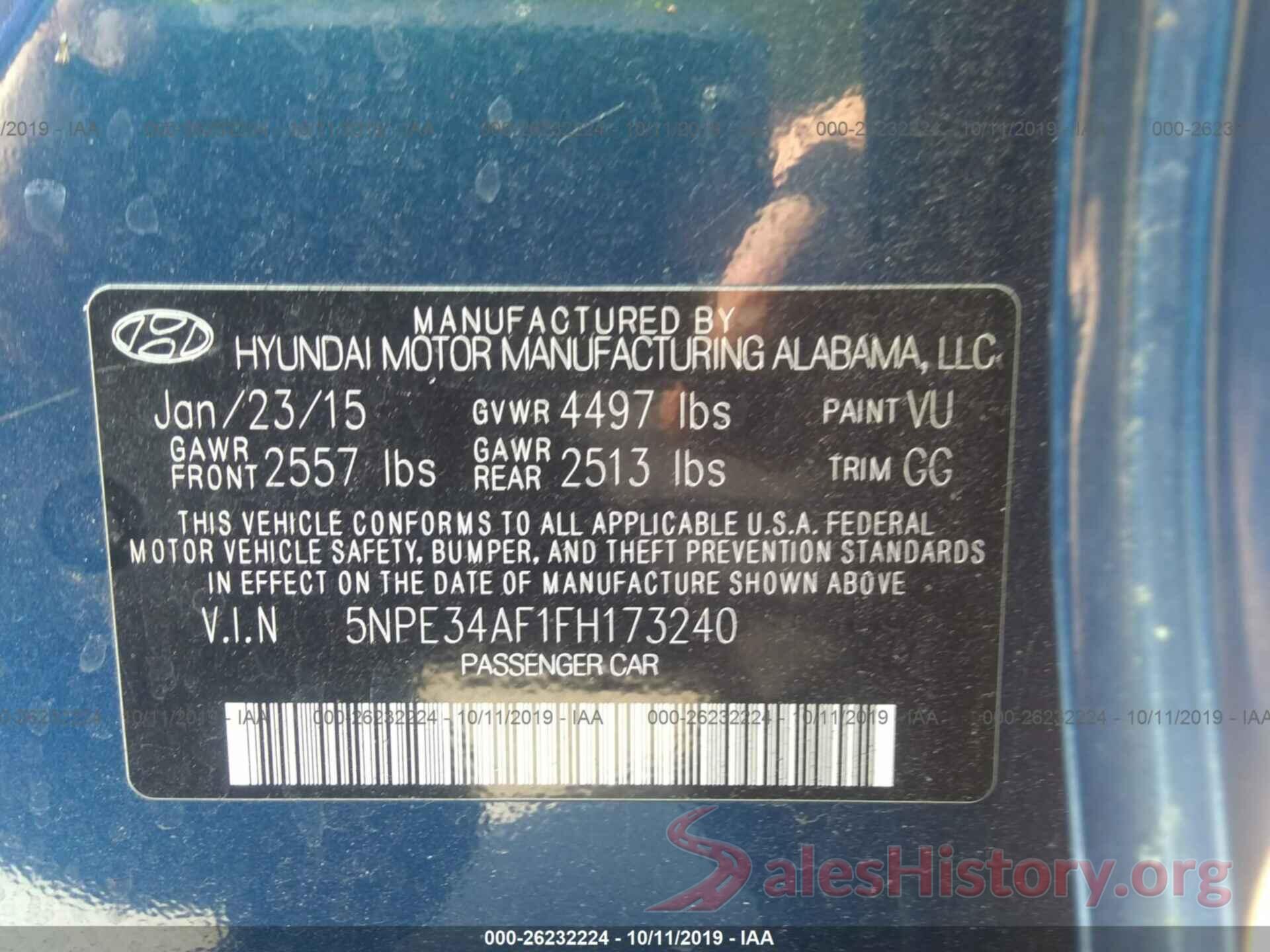 5NPE34AF1FH173240 2015 HYUNDAI SONATA