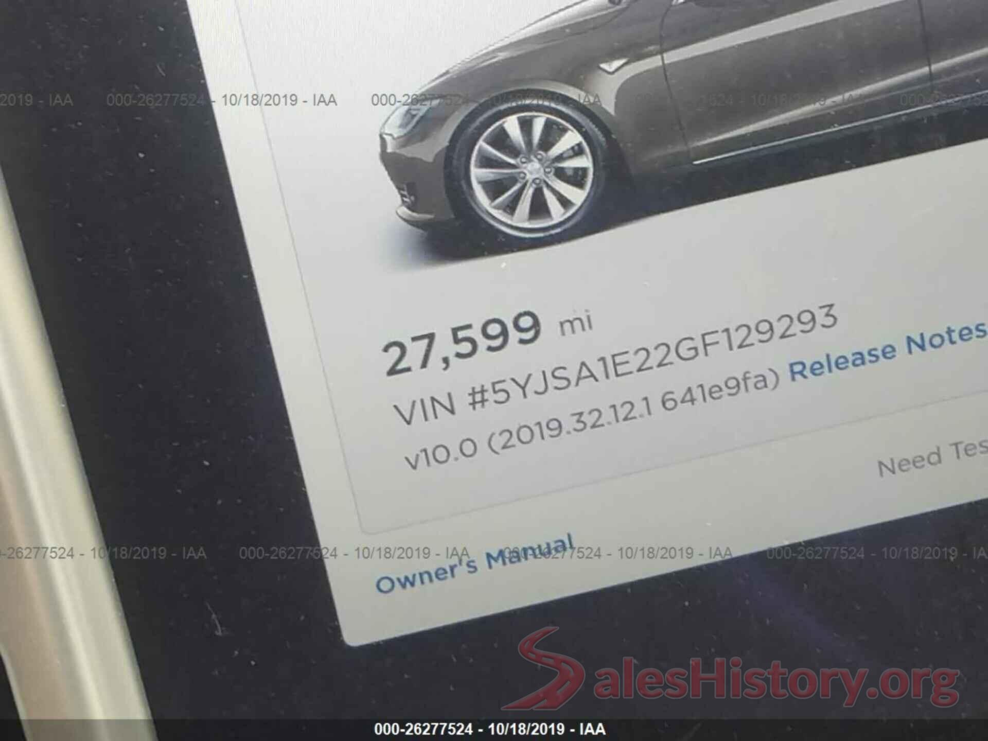 5YJSA1E22GF129293 2016 TESLA MODEL S