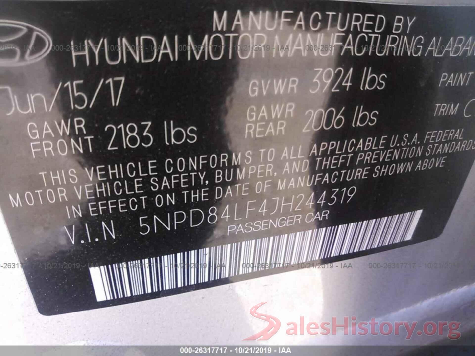 5NPD84LF4JH244319 2018 HYUNDAI ELANTRA