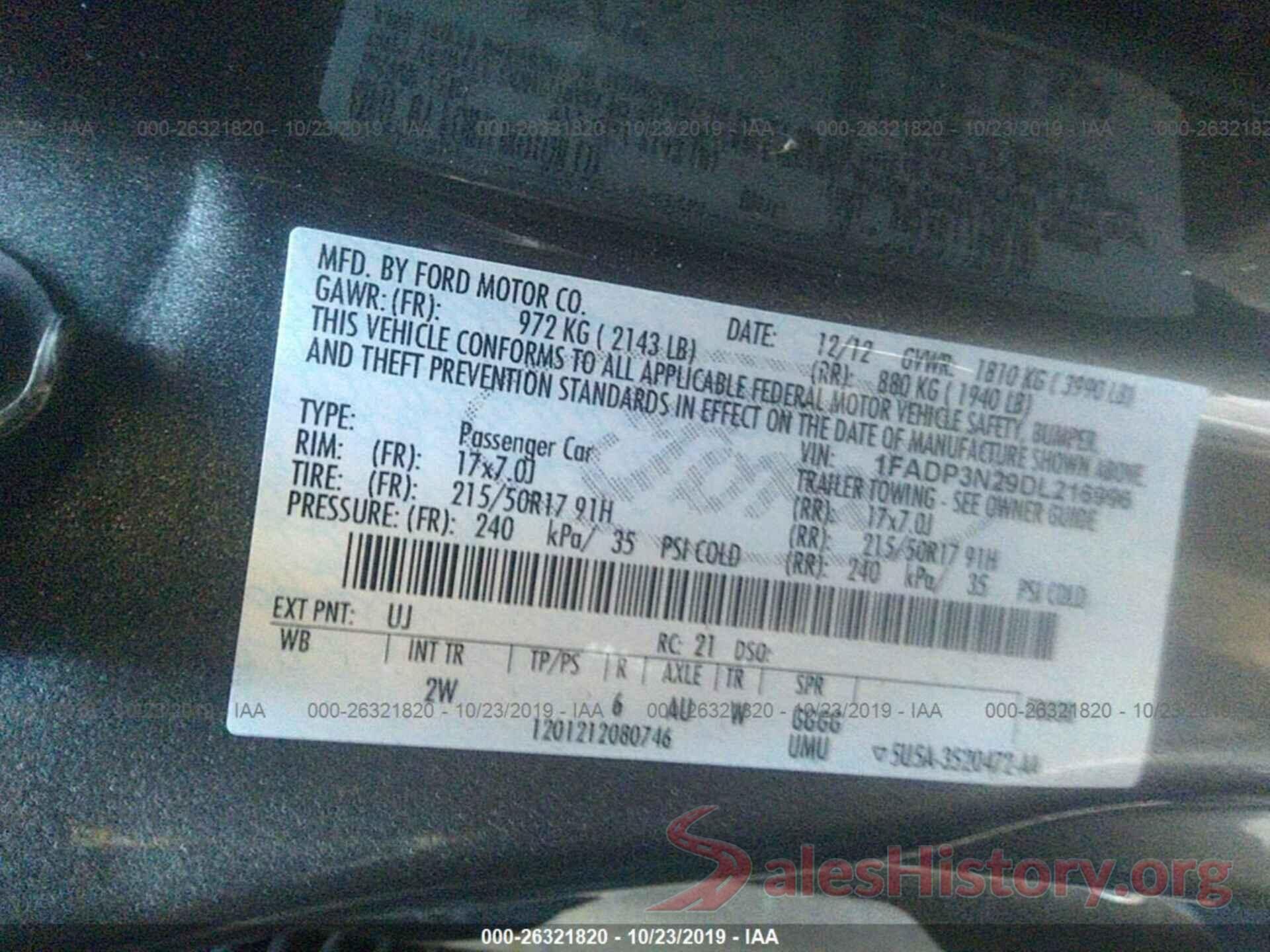 5NPE24AF6KH771272 2013 FORD FOCUS