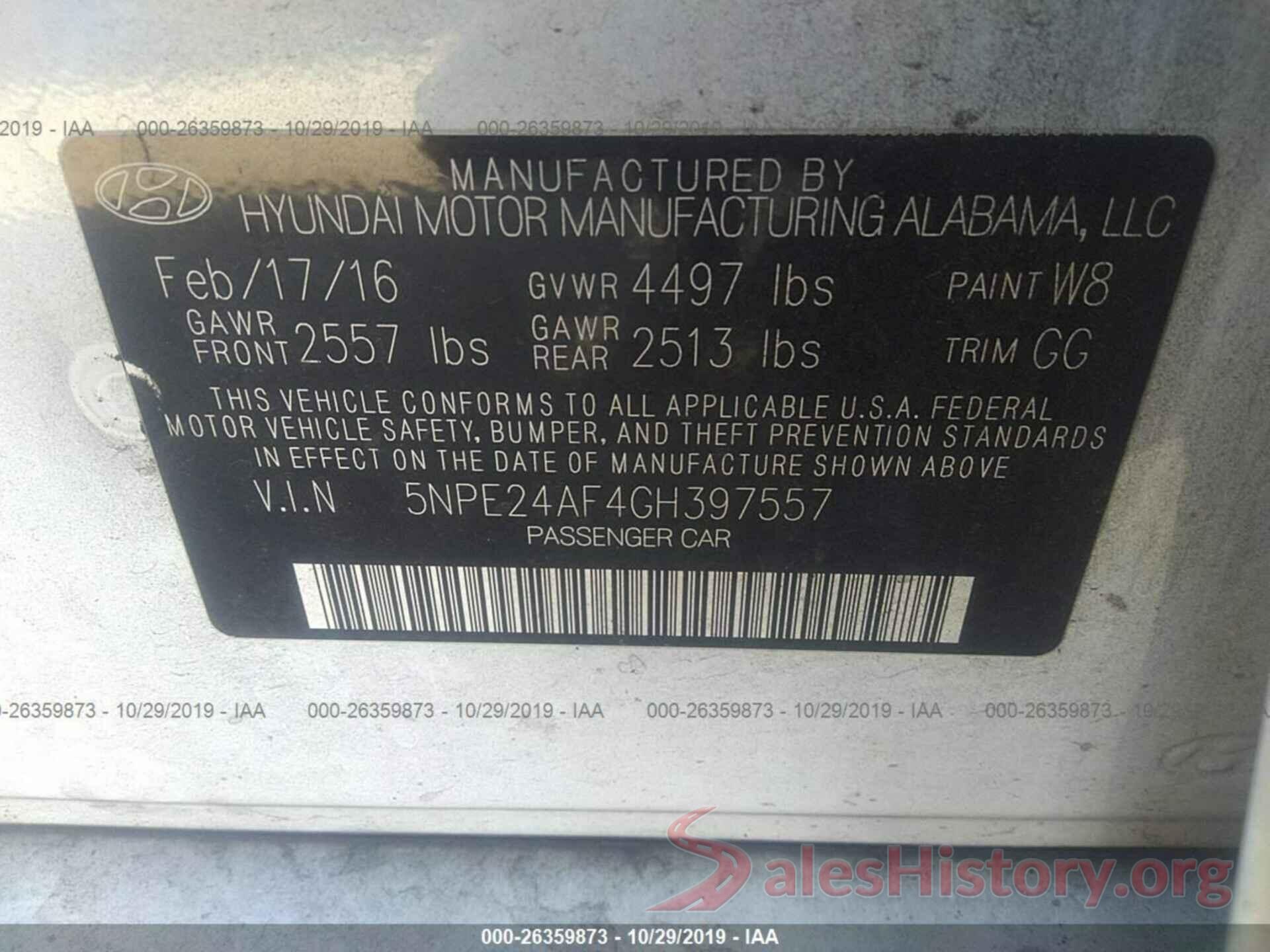 5NPE24AF4GH397557 2016 HYUNDAI SONATA