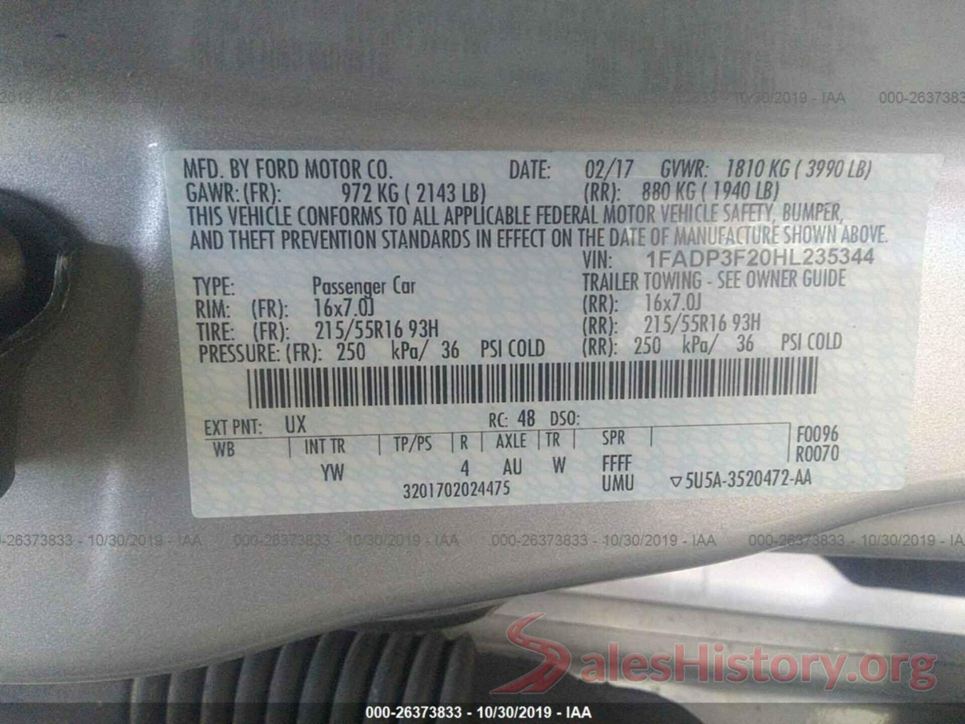 1FADP3F20HL235344 2017 Ford Focus