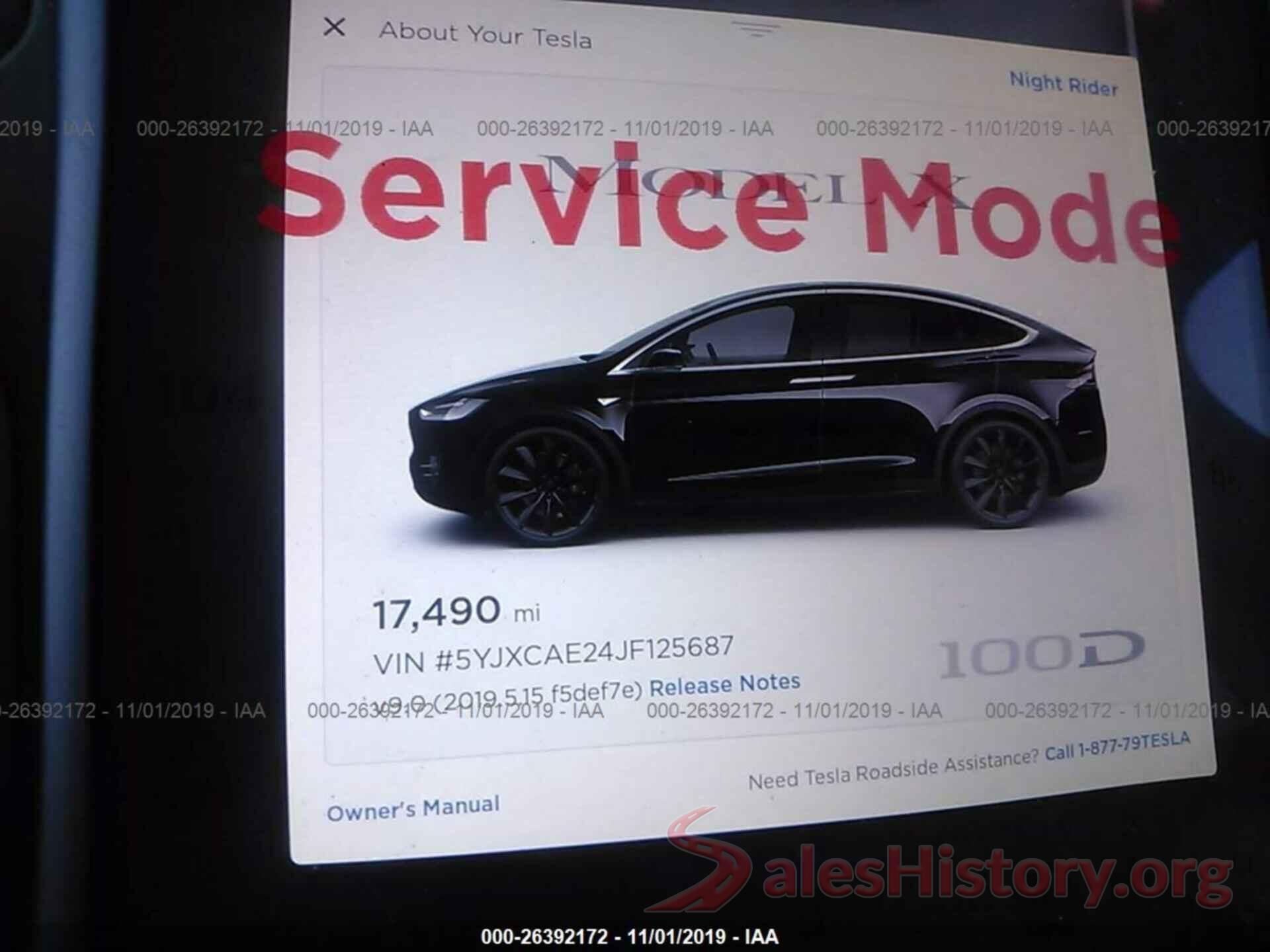 5YJXCAE24JF125687 2018 TESLA MODEL X