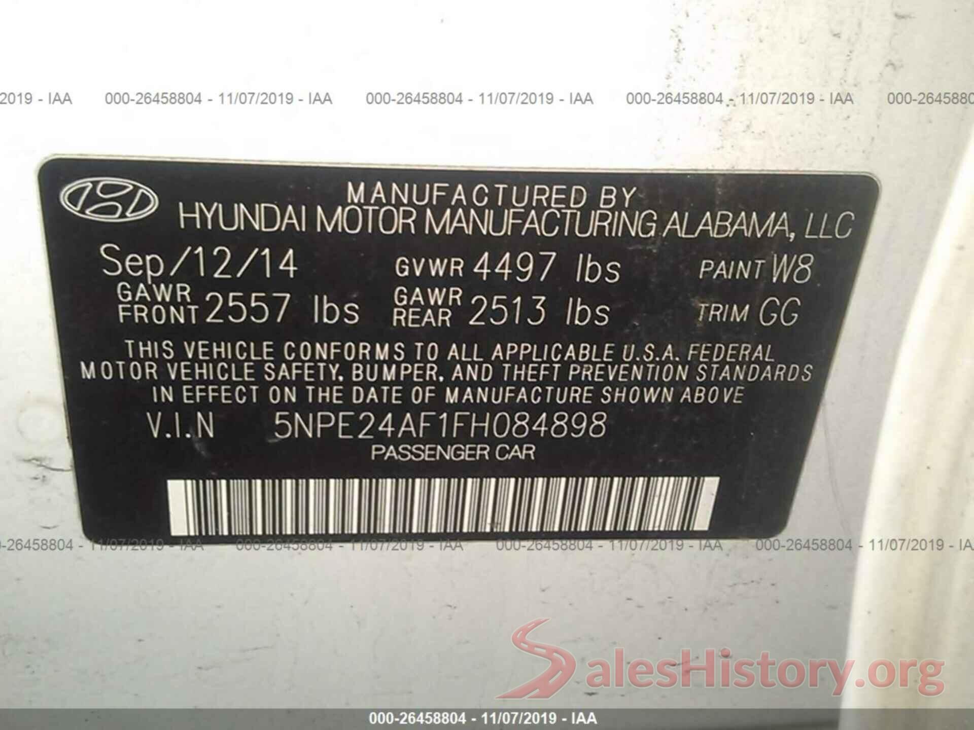 5NPE24AF1FH084898 2015 HYUNDAI SONATA