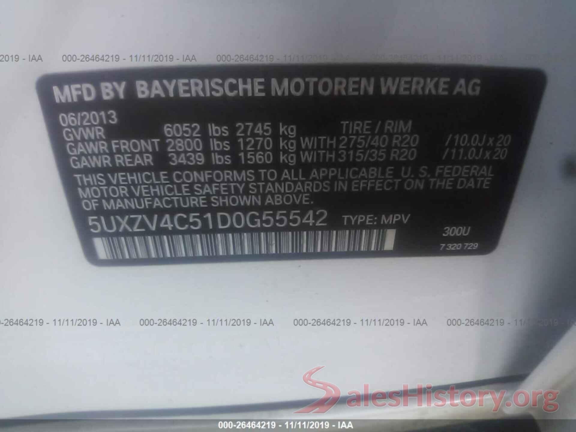 5UXZV4C51D0G55542 2013 BMW X5