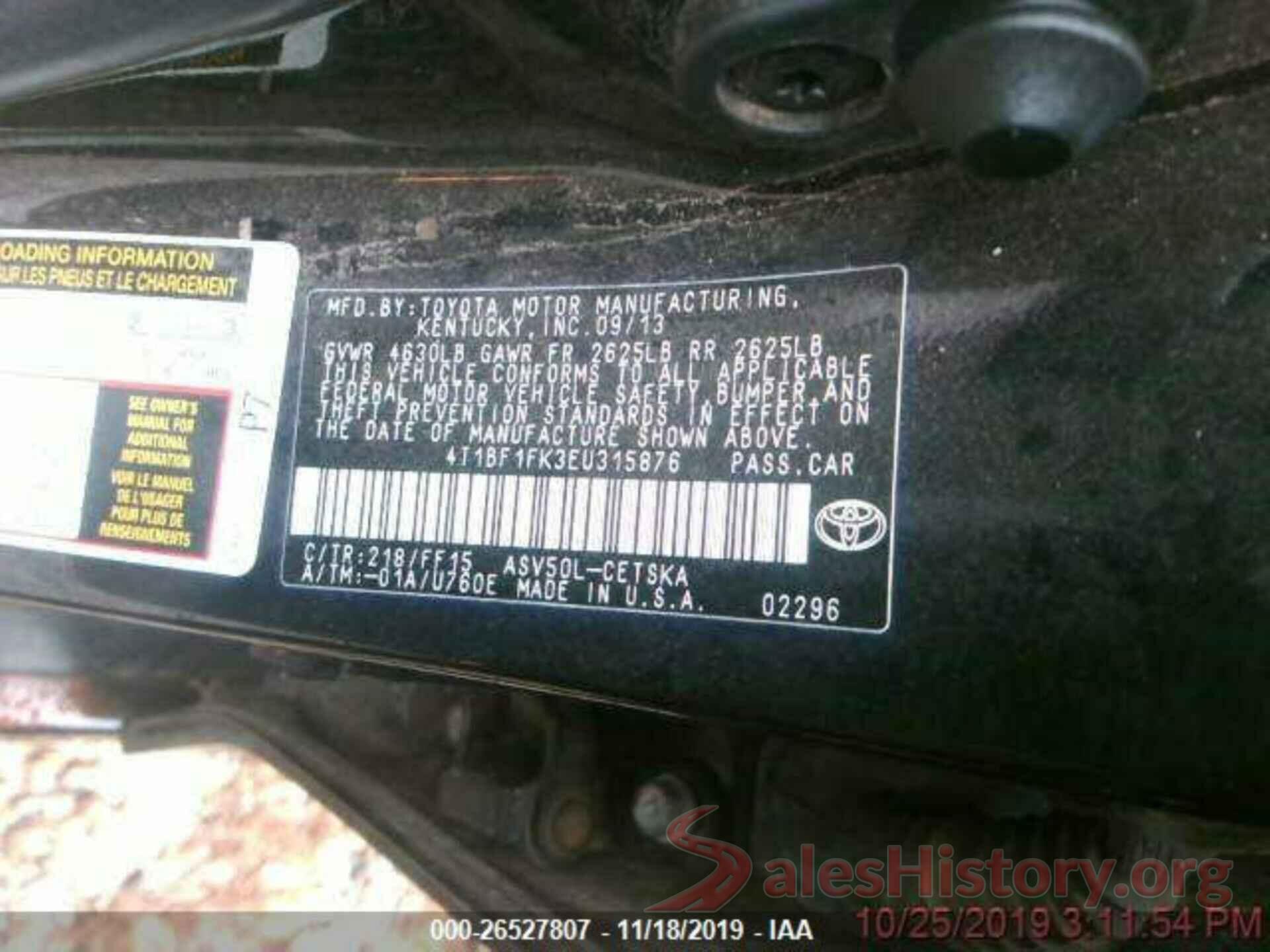 4T1BF1FK3EU315876 2014 TOYOTA CAMRY