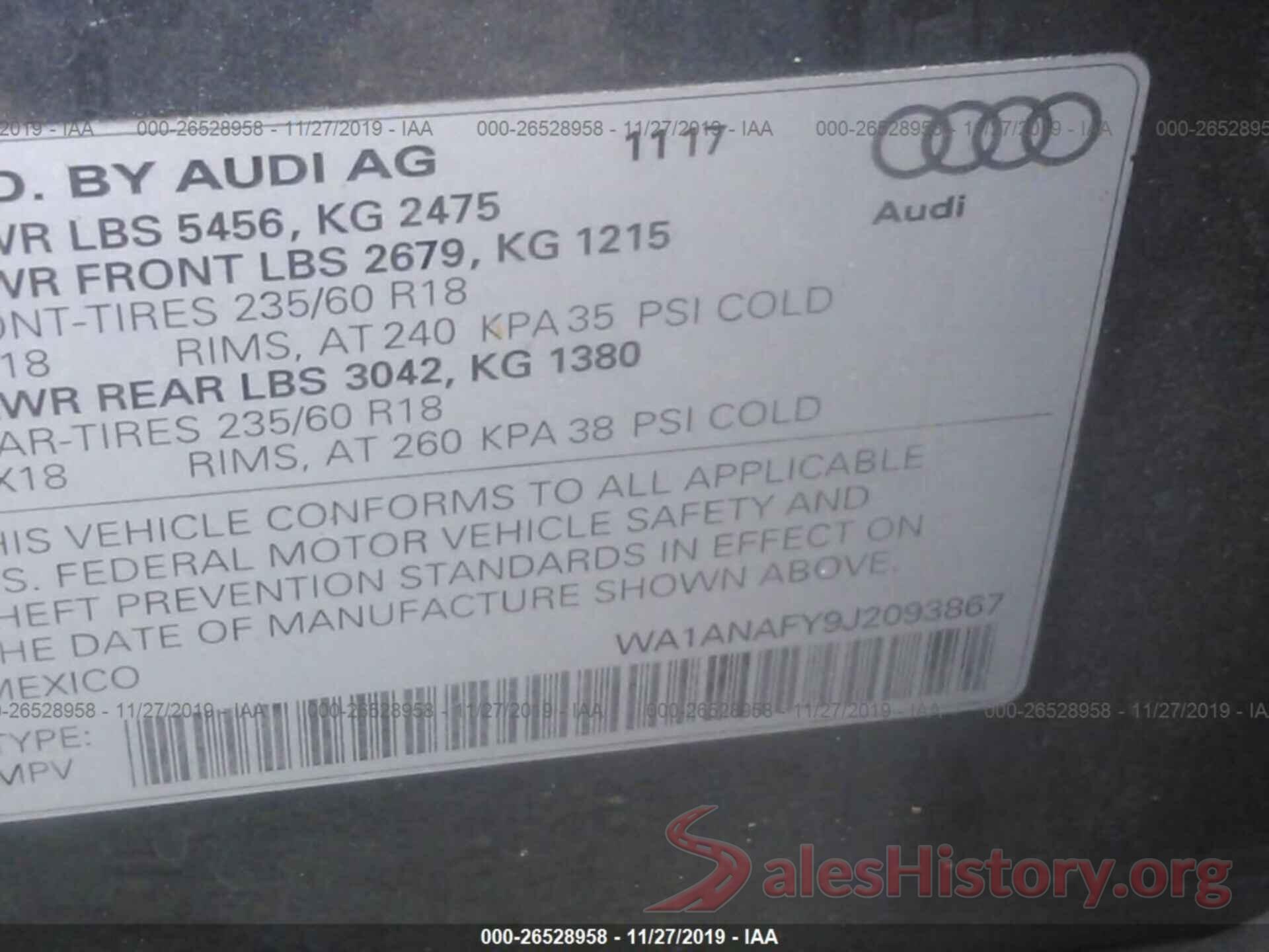 WA1ANAFY9J2093867 2018 AUDI Q5