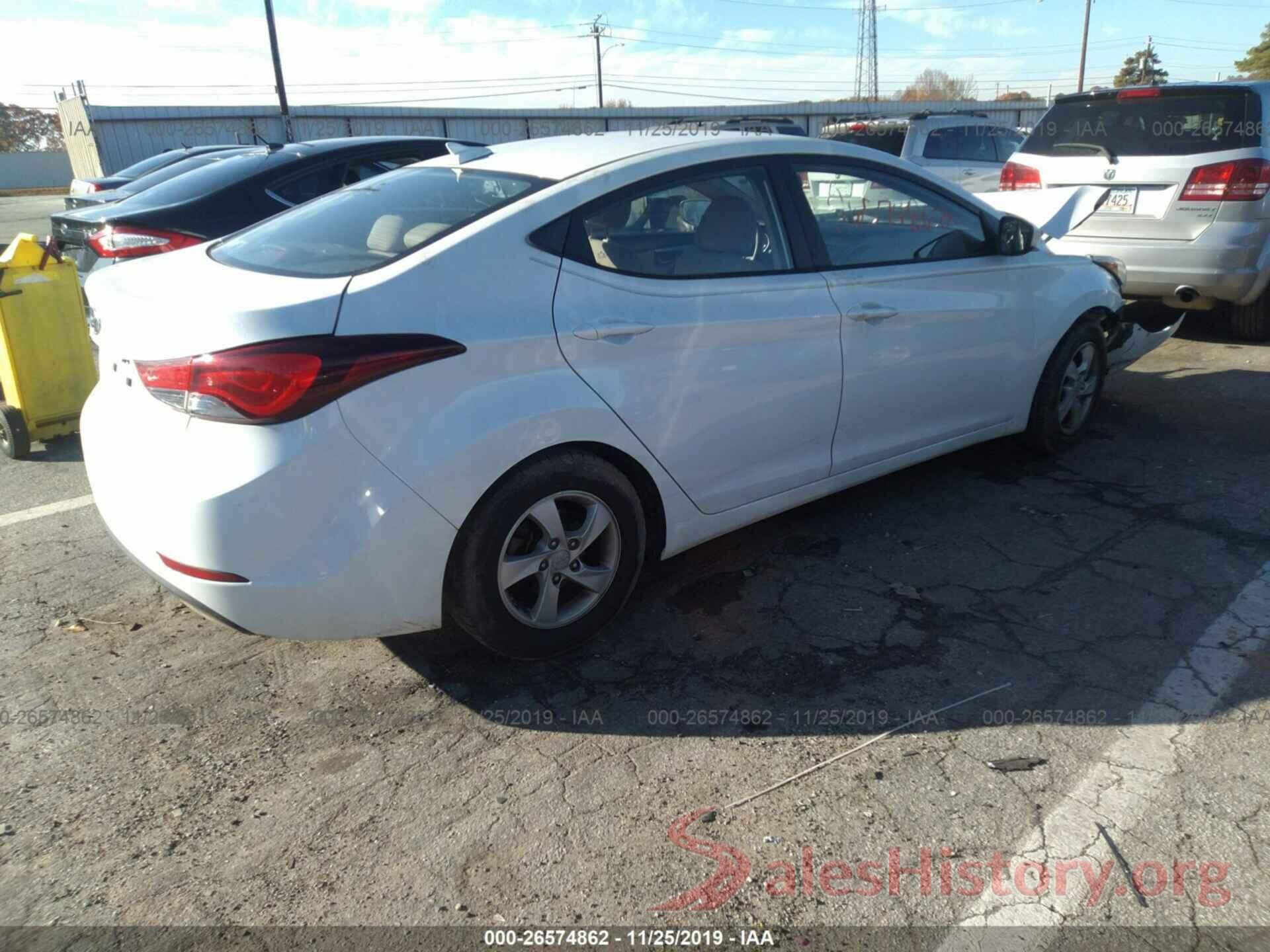 5NPDH4AE9GH680764 2016 HYUNDAI ELANTRA