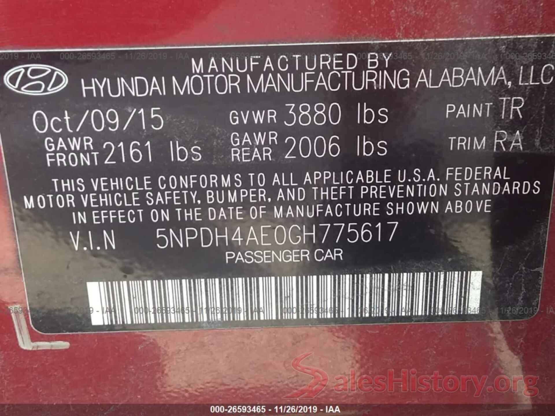 5NPDH4AE0GH775617 2016 Hyundai Elantra