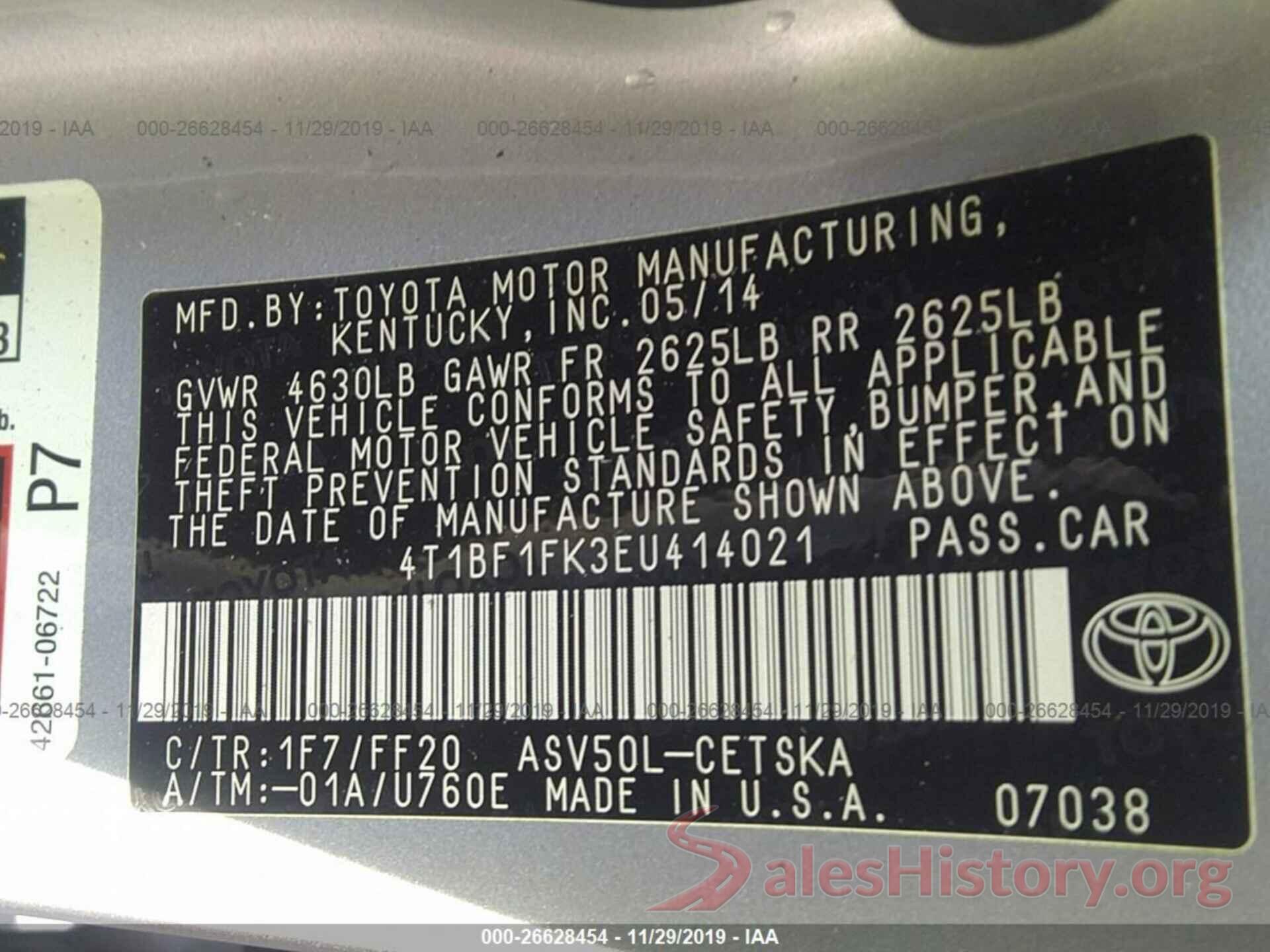 4T1BF1FK3EU414021 2014 Toyota Camry