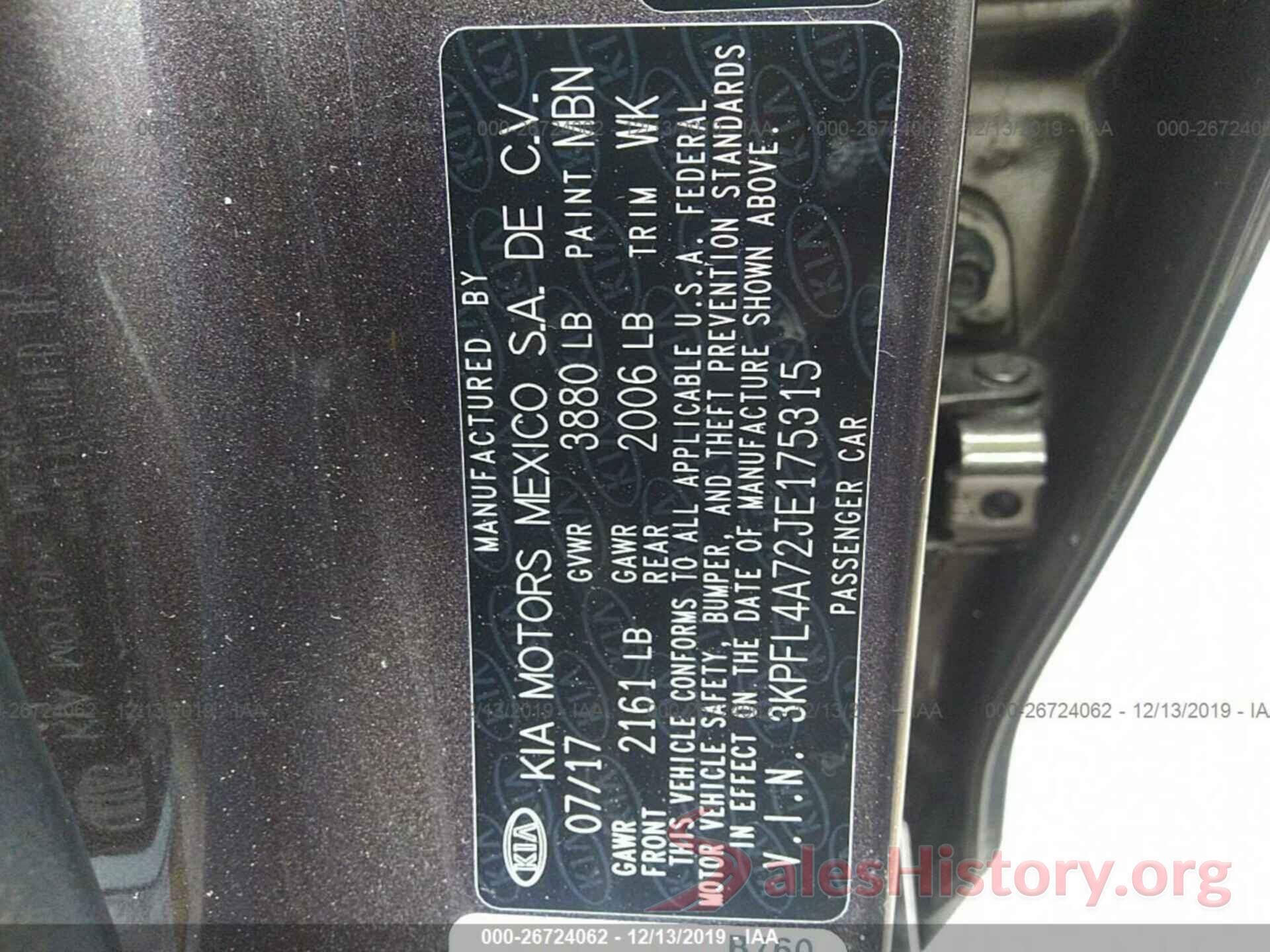 3KPFL4A72JE175315 2018 KIA Forte