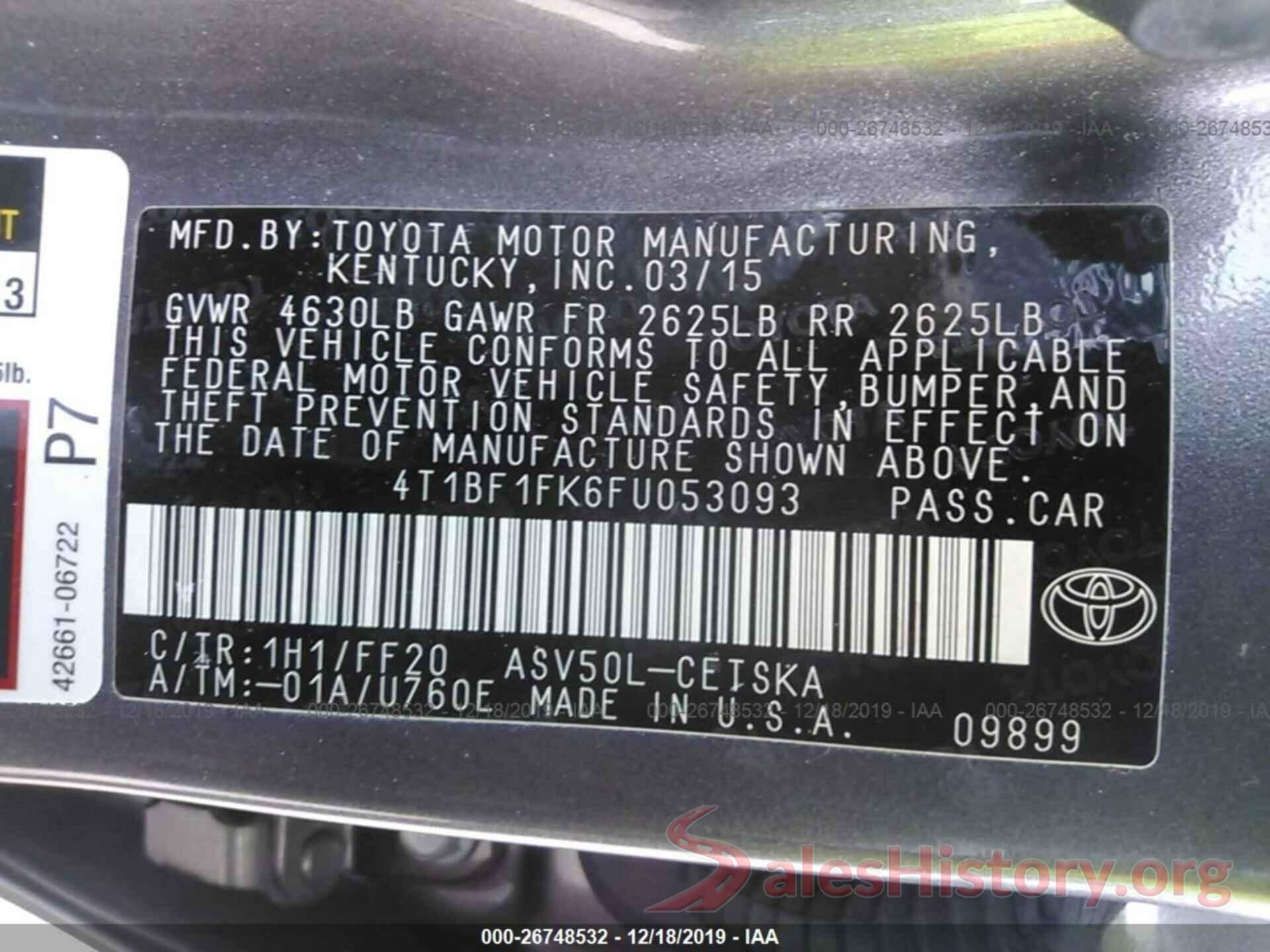 4T1BF1FK6FU053093 2015 TOYOTA CAMRY