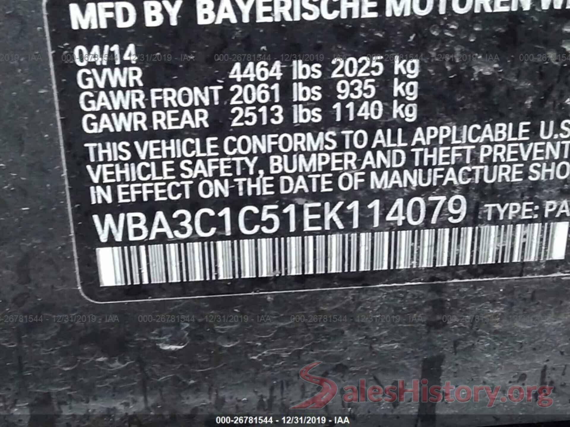 WBA3C1C51EK114079 2014 BMW 328