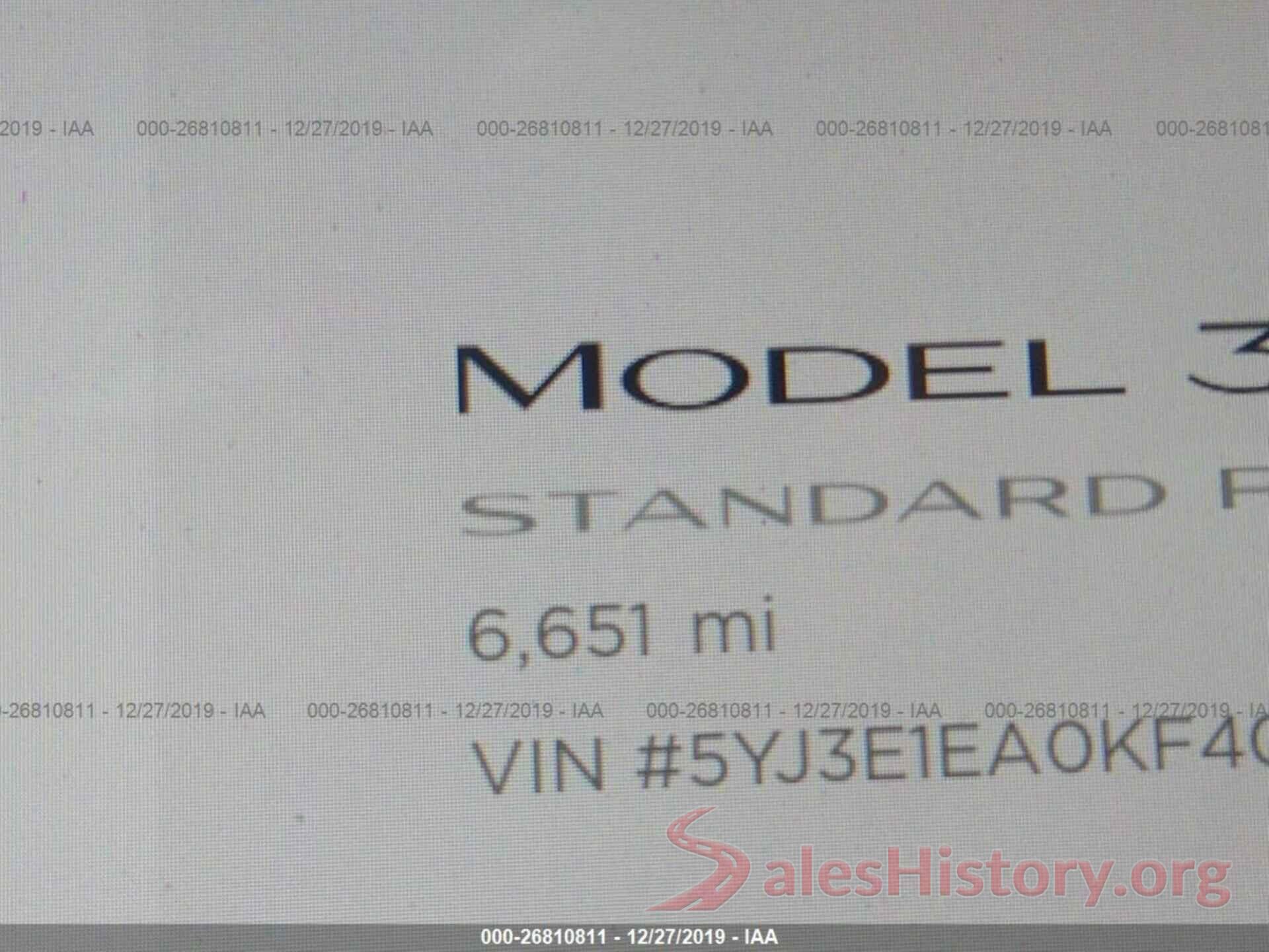 5YJ3E1EA0KF400991 2019 TESLA MODEL 3