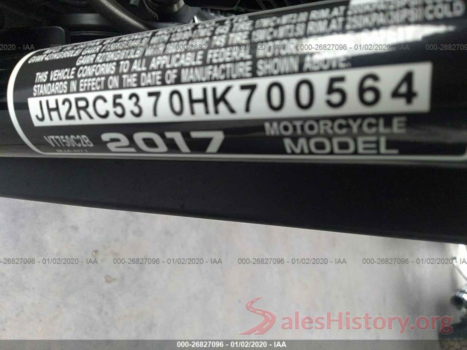 JH2RC5370HK700564 2017 Honda VT750