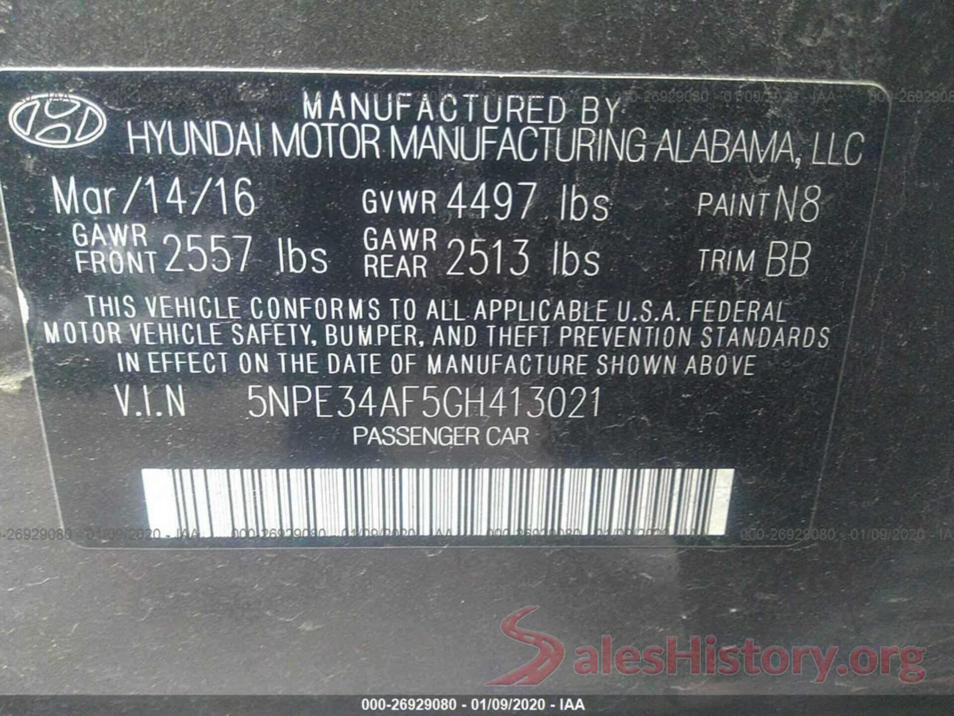 5NPE34AF5GH413021 2016 HYUNDAI SONATA