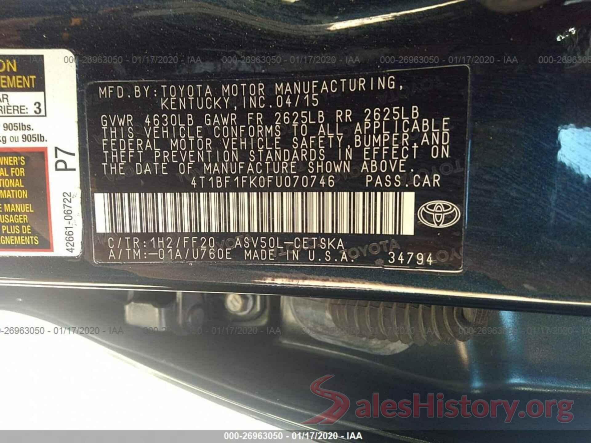 4T1BF1FK0FU070746 2015 TOYOTA CAMRY