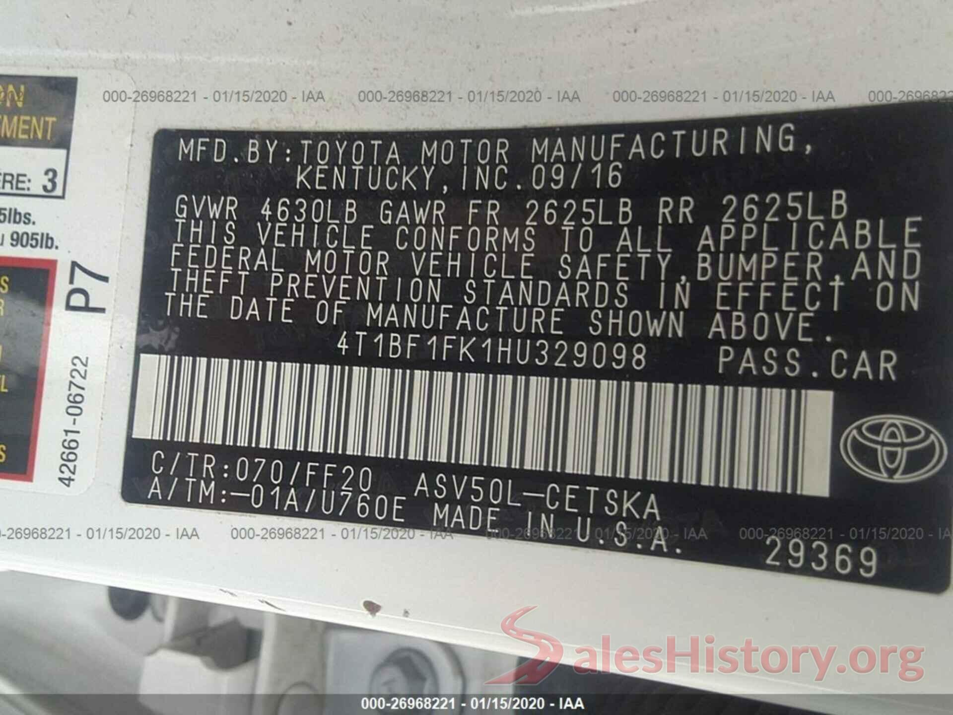 4T1BF1FK1HU329098 2017 TOYOTA CAMRY