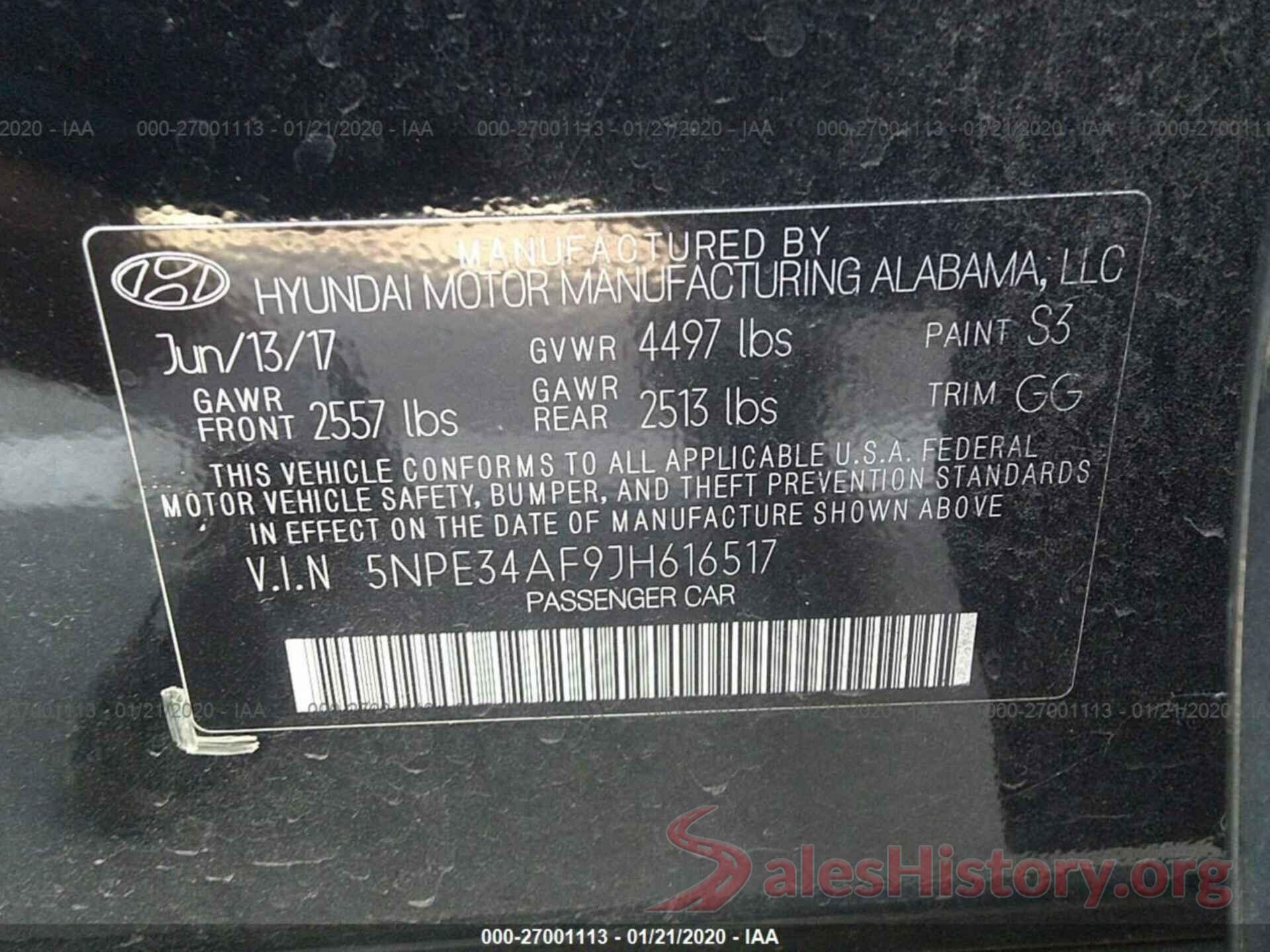 5NPE34AF9JH616517 2018 HYUNDAI SONATA