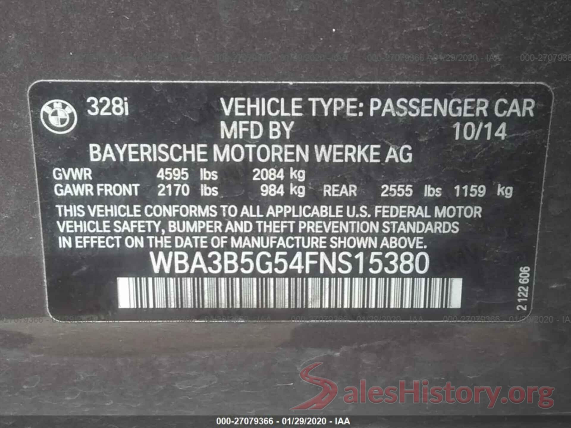 WBA3B5G54FNS15380 2015 BMW 328