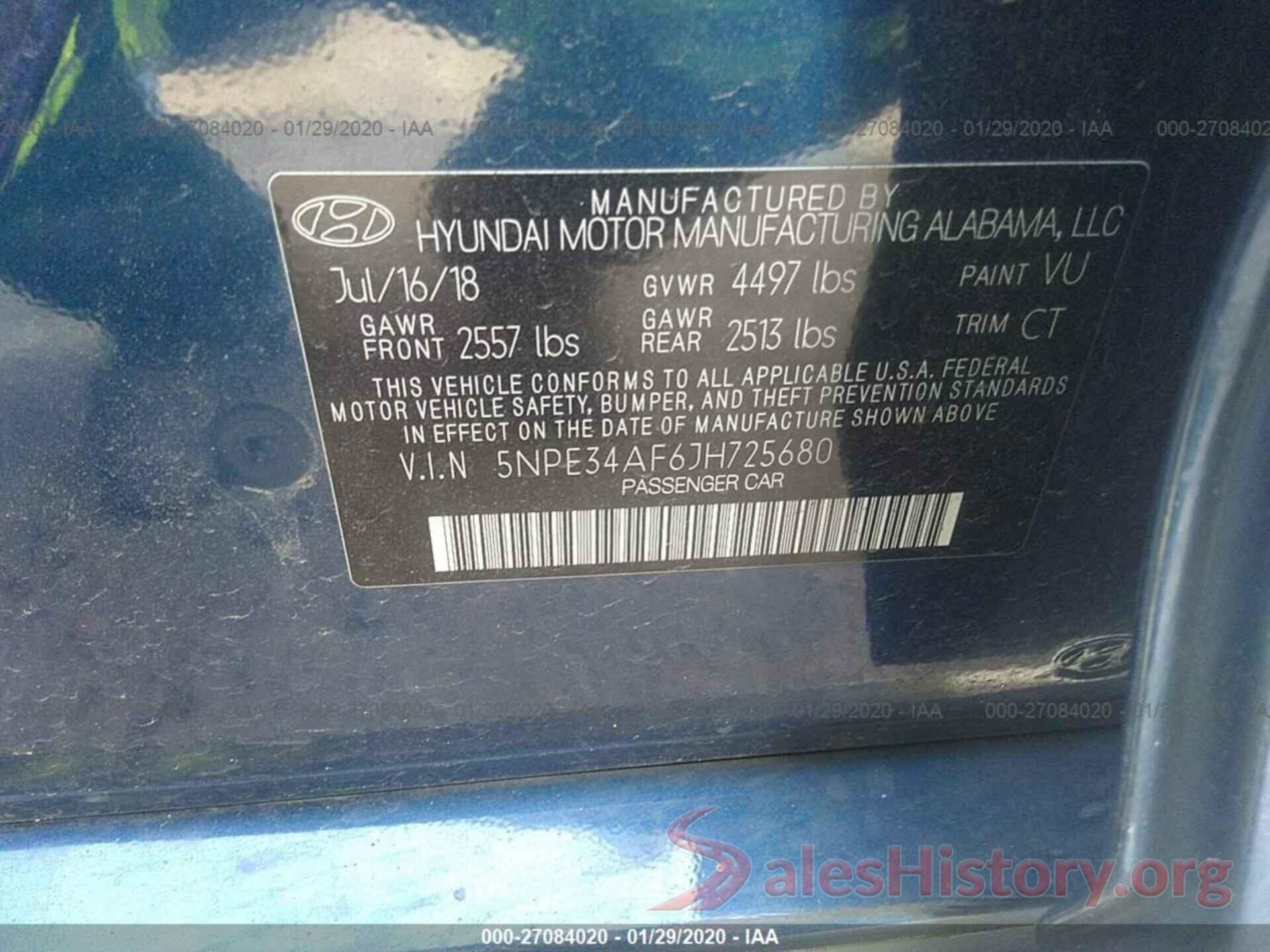 5NPE34AF6JH725680 2018 HYUNDAI SONATA