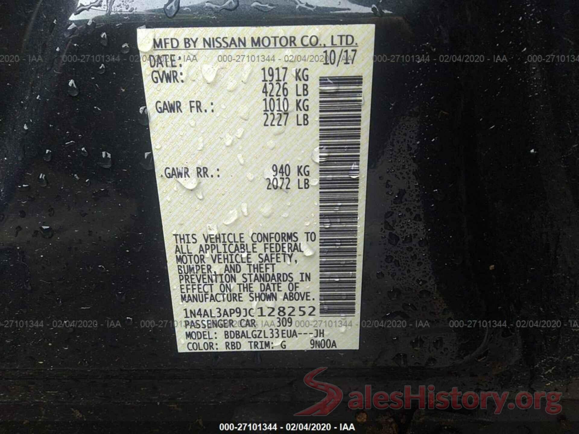 1N4AL3AP9JC128252 2018 Nissan Altima