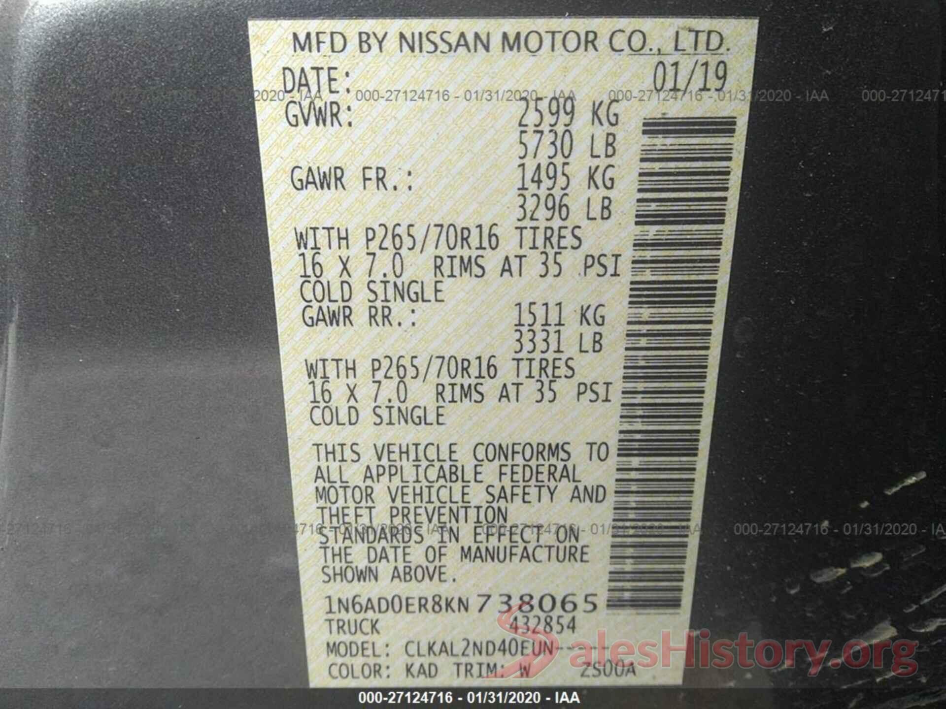 1N6AD0ER8KN738065 2019 NISSAN FRONTIER