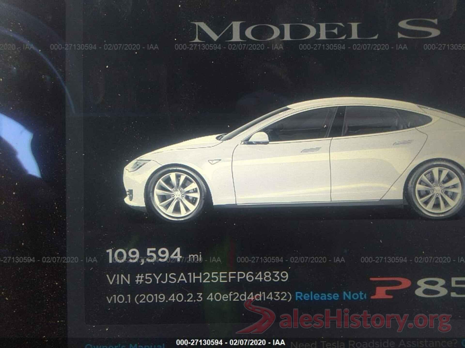 5YJSA1H25EFP64839 2014 TESLA MODEL S