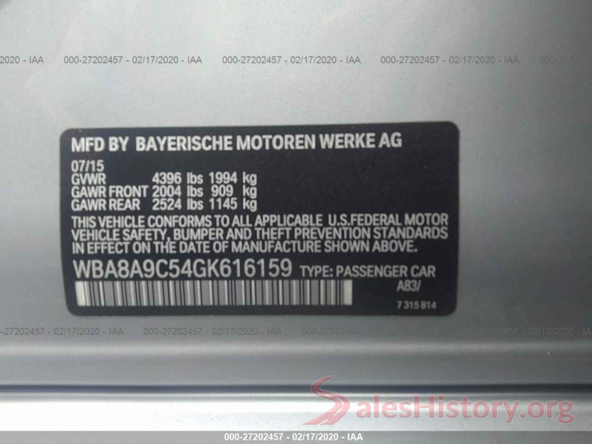 WBA8A9C54GK616159 2016 BMW 3 SERIES