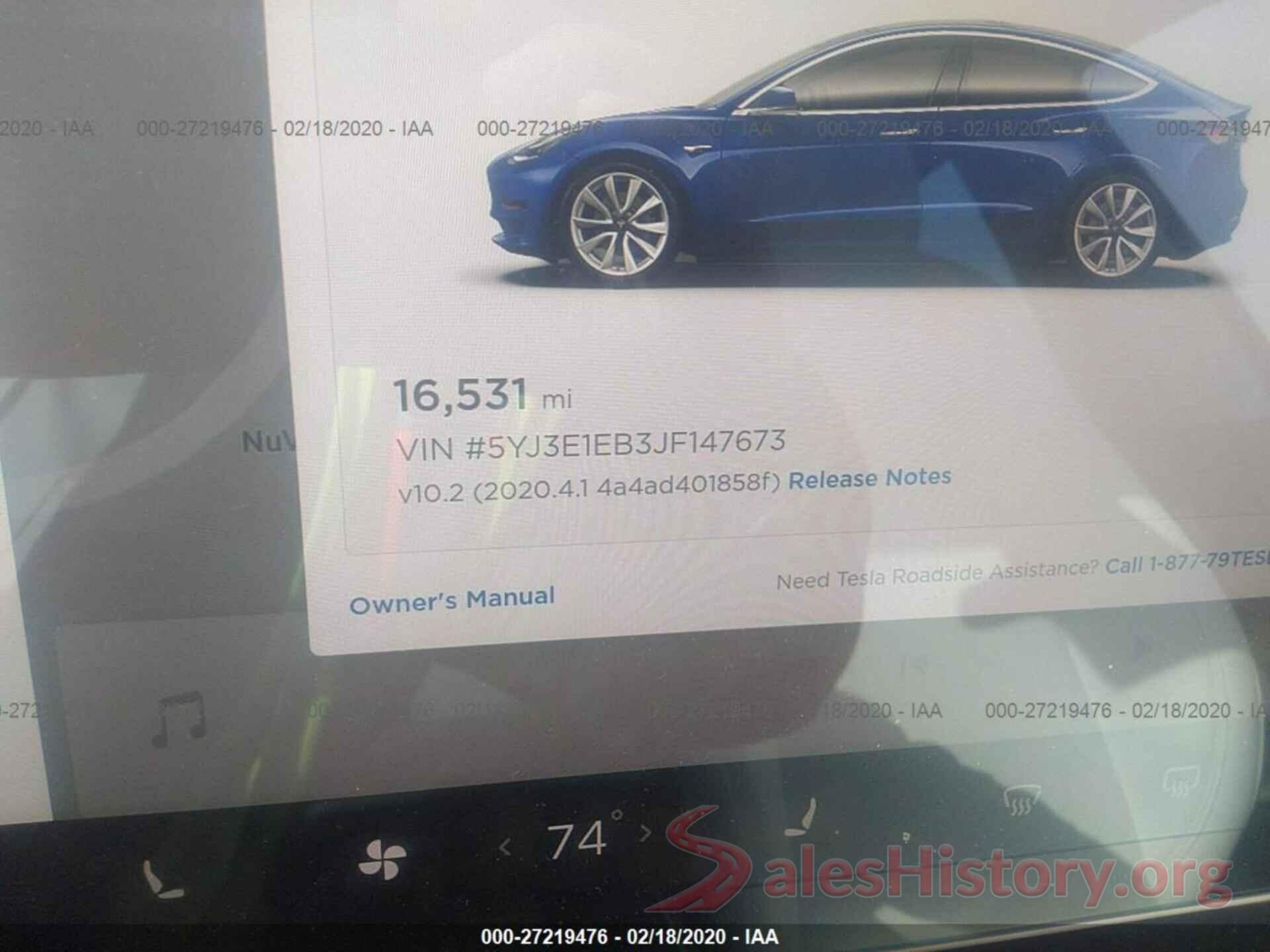 5YJ3E1EB3JF147673 2018 TESLA MODEL 3