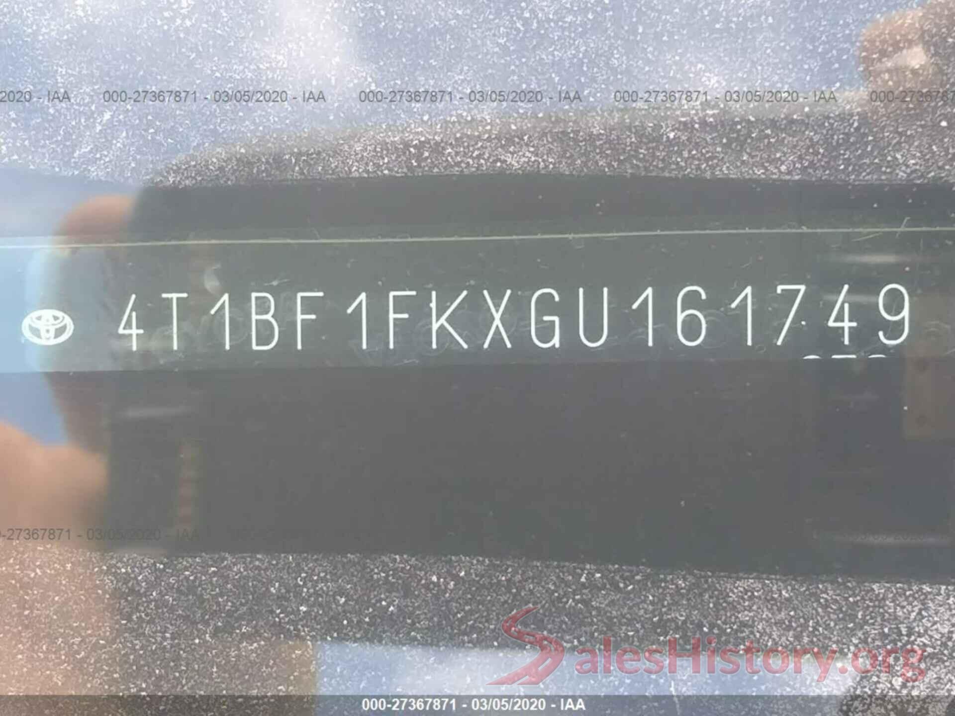 4T1BF1FKXGU161749 2016 TOYOTA CAMRY