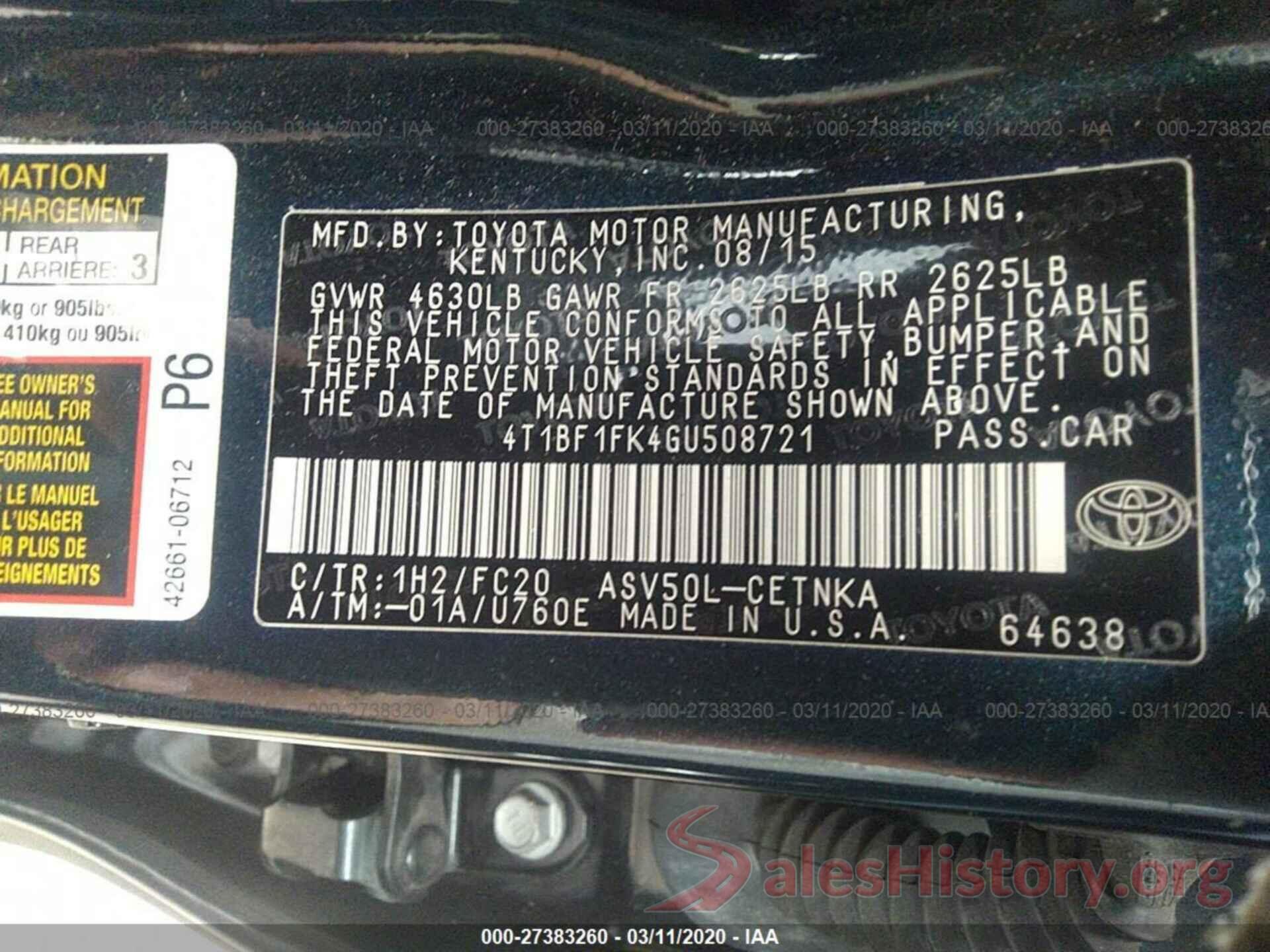 4T1BF1FK4GU508721 2016 TOYOTA CAMRY