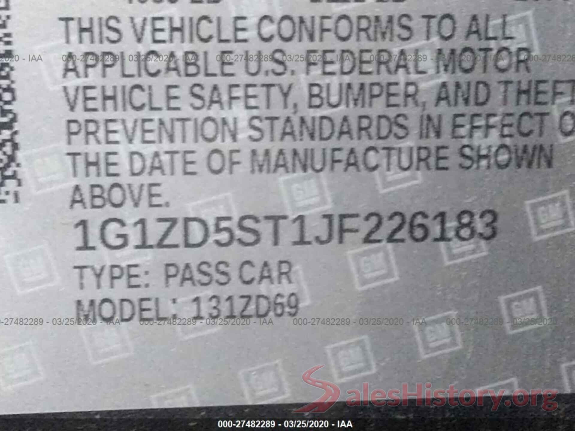 1G1ZD5ST1JF226183 2018 CHEVROLET MALIBU