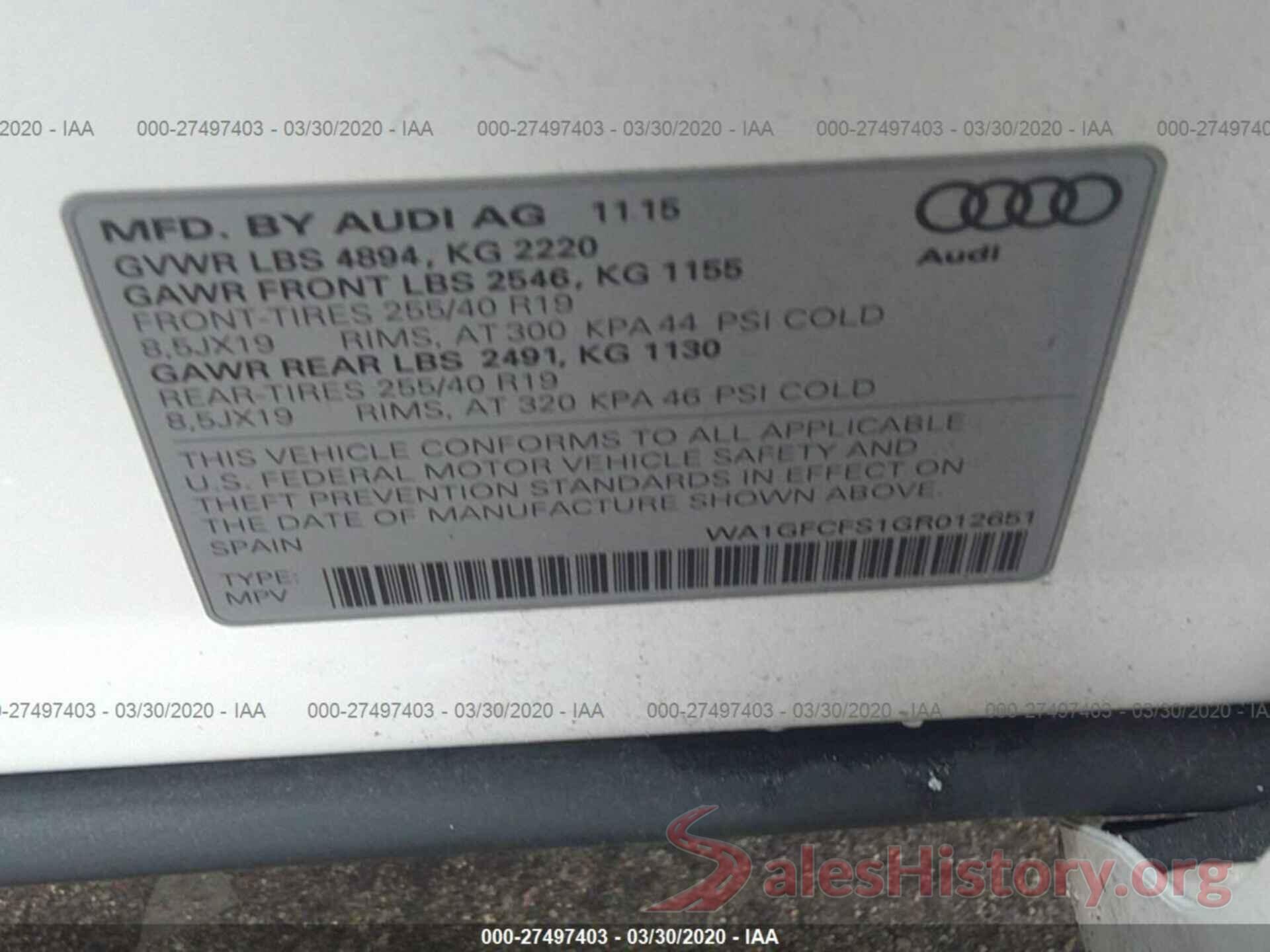 WA1GFCFS1GR012651 2016 Audi Q3