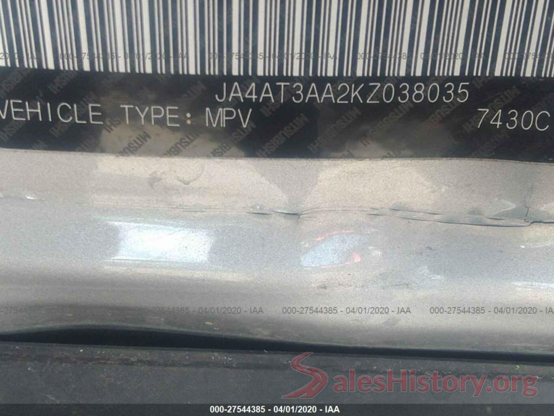 JA4AT3AA2KZ038035 2019 MITSUBISHI ECLIPSE CROSS