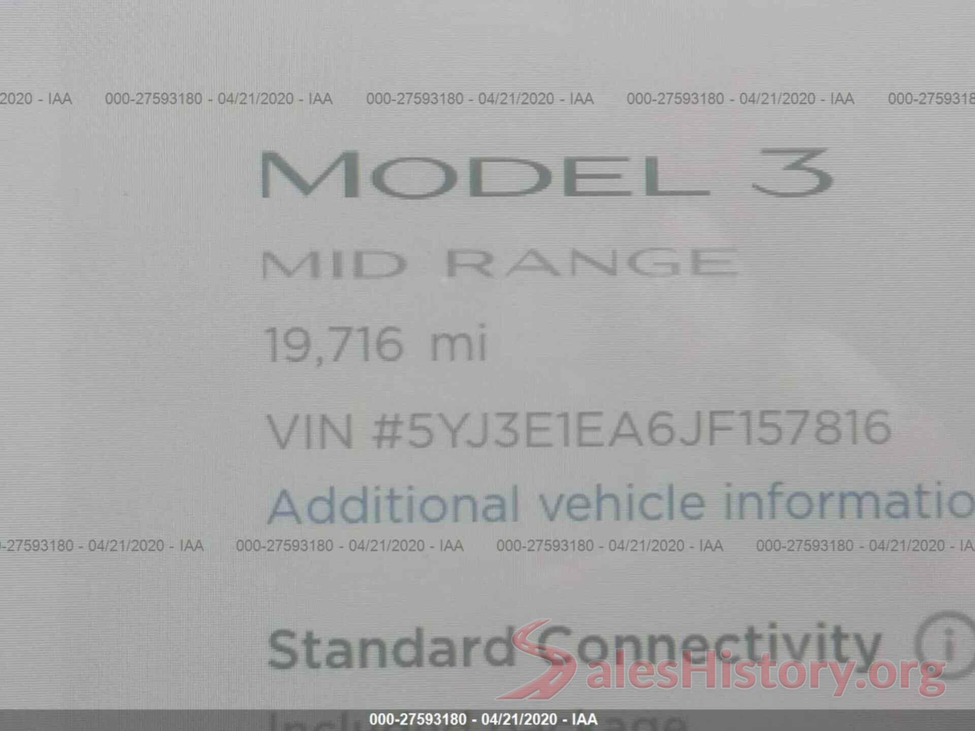 5YJ3E1EA6JF157816 2018 TESLA MODEL 3