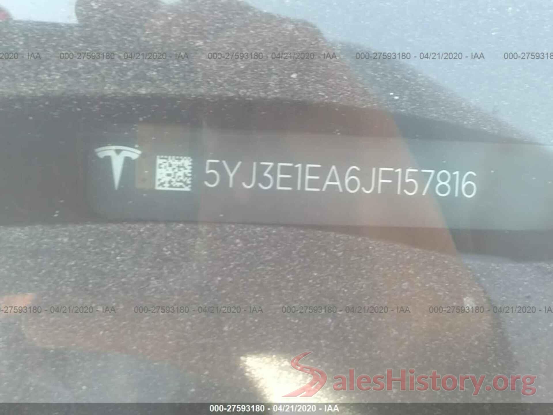 5YJ3E1EA6JF157816 2018 TESLA MODEL 3