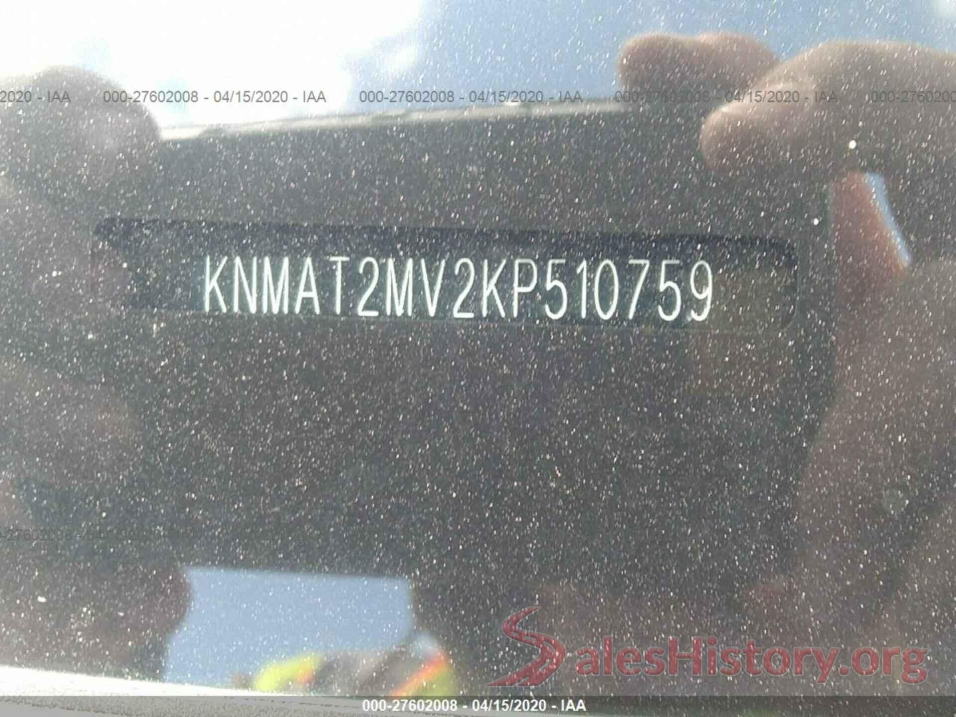 KNMAT2MV2KP510759 2019 NISSAN ROGUE