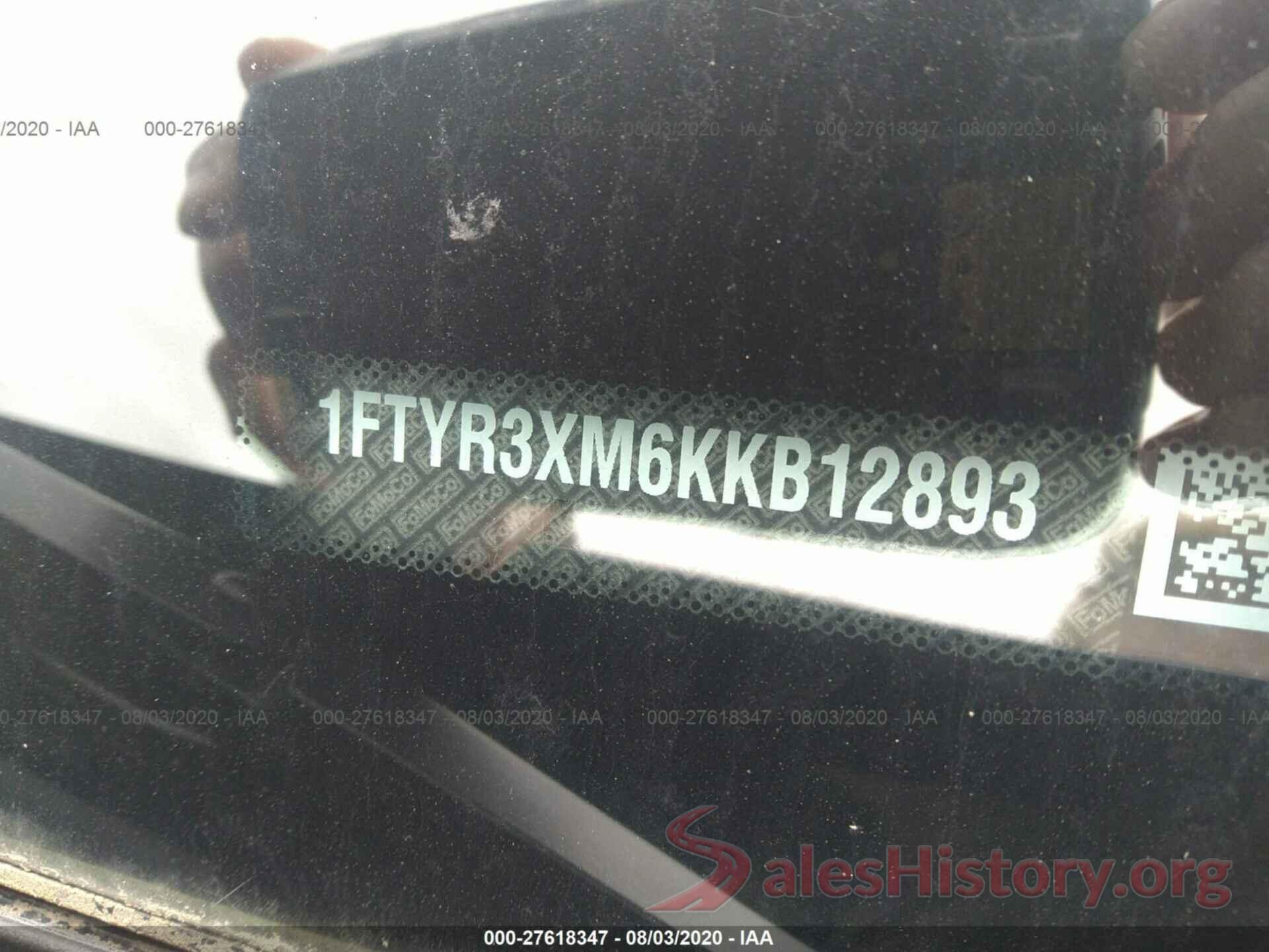 1FTYR3XM6KKB12893 2019 FORD TRANSIT